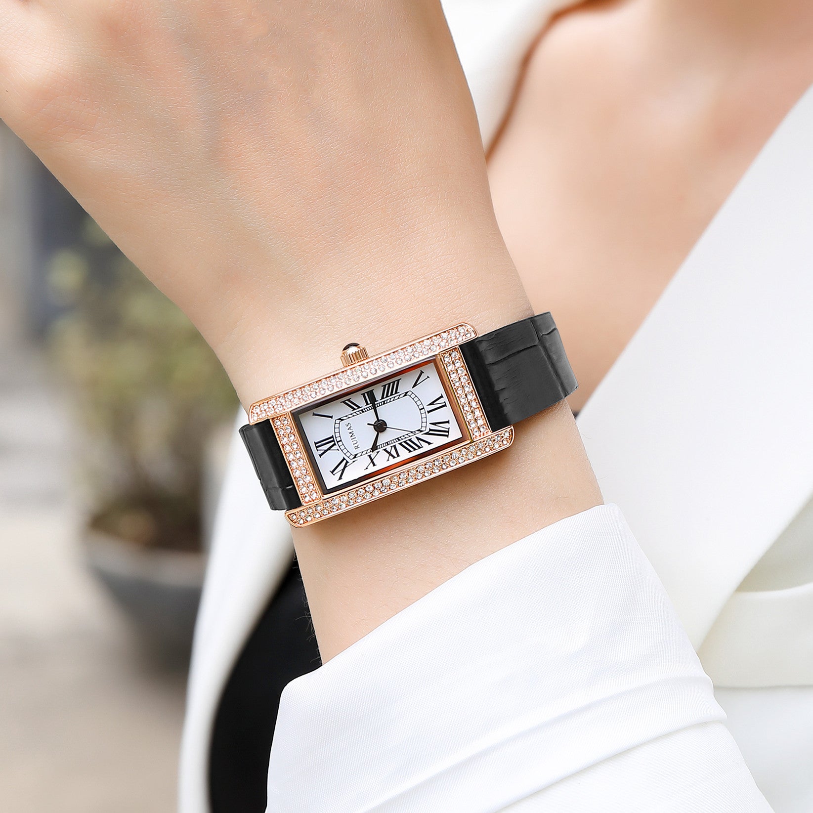 RUIMAS Brand Wrist Watches For Women Square Rose Gold WristWatch Fashion Luxury Leather Female Casual Ladies Quartz Watch Clock-5