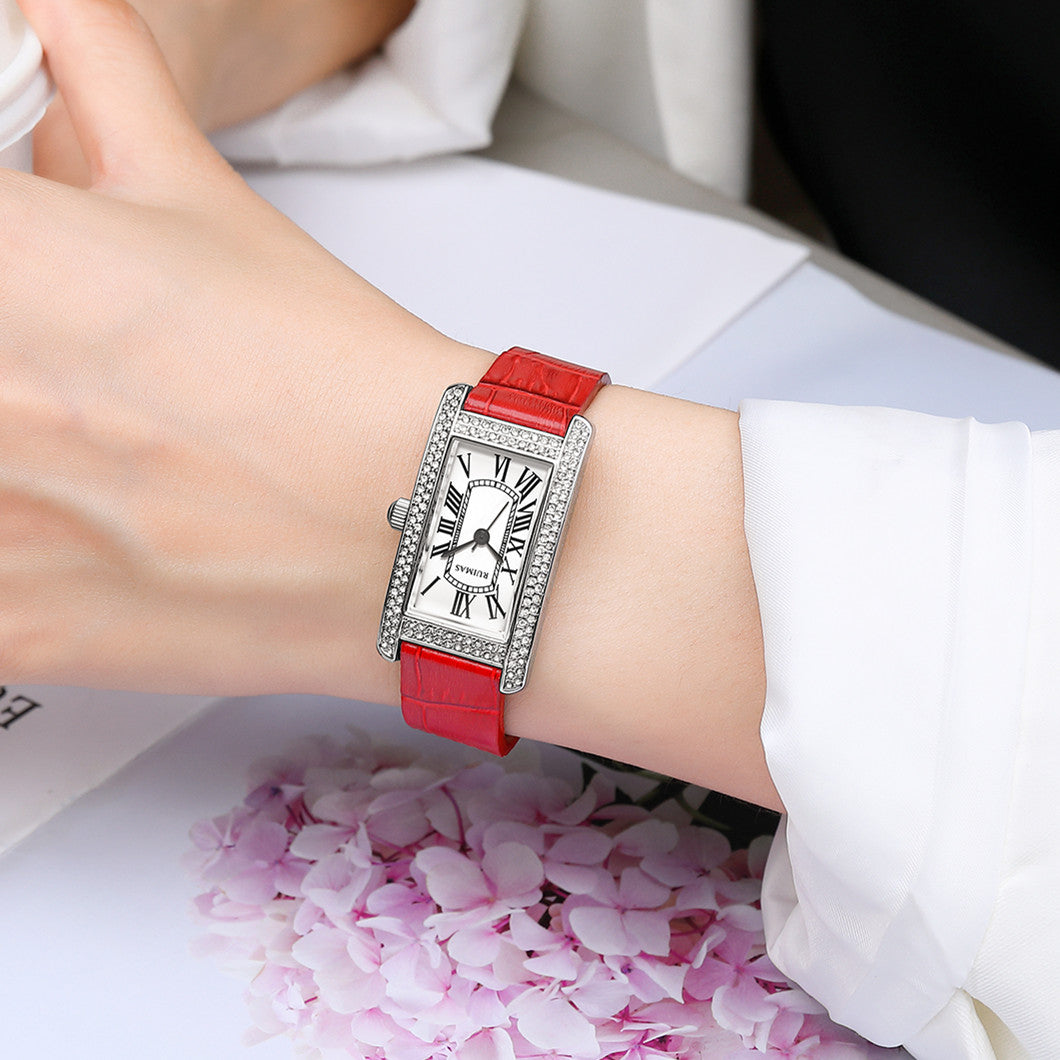 RUIMAS Brand Wrist Watches For Women Square Rose Gold WristWatch Fashion Luxury Leather Female Casual Ladies Quartz Watch Clock-2