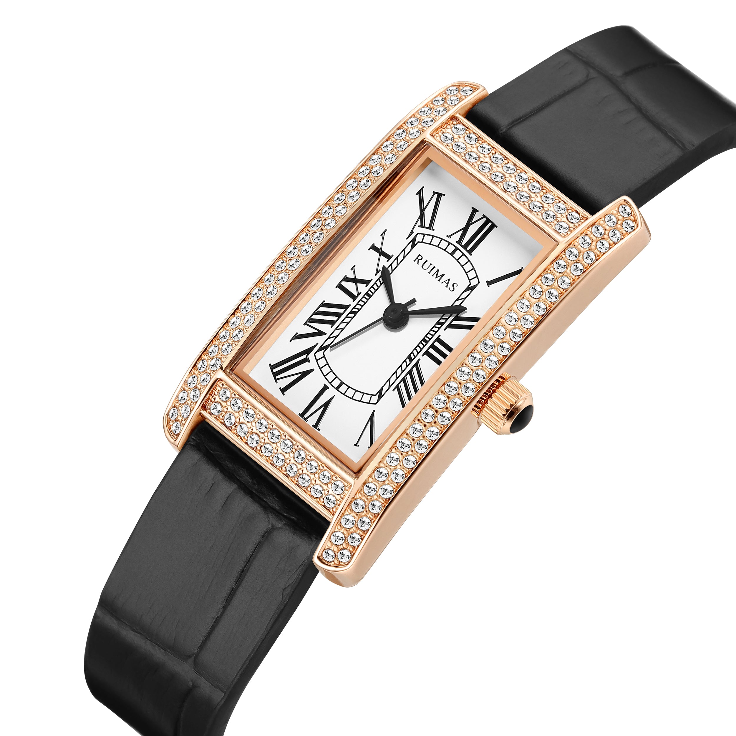 RUIMAS Brand Wrist Watches For Women Square Rose Gold WristWatch Fashion Luxury Leather Female Casual Ladies Quartz Watch Clock-9