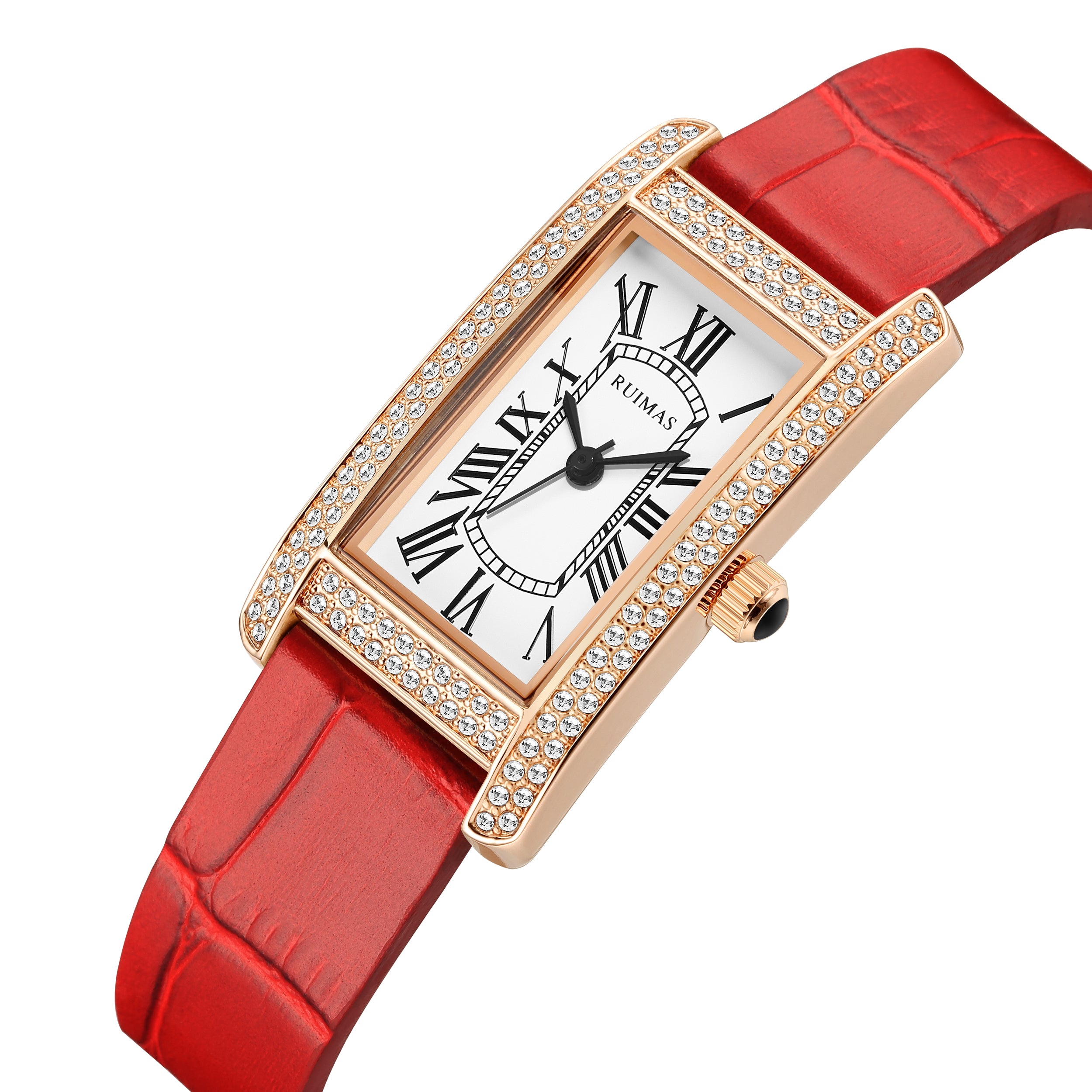 RUIMAS Brand Wrist Watches For Women Square Rose Gold WristWatch Fashion Luxury Leather Female Casual Ladies Quartz Watch Clock-10