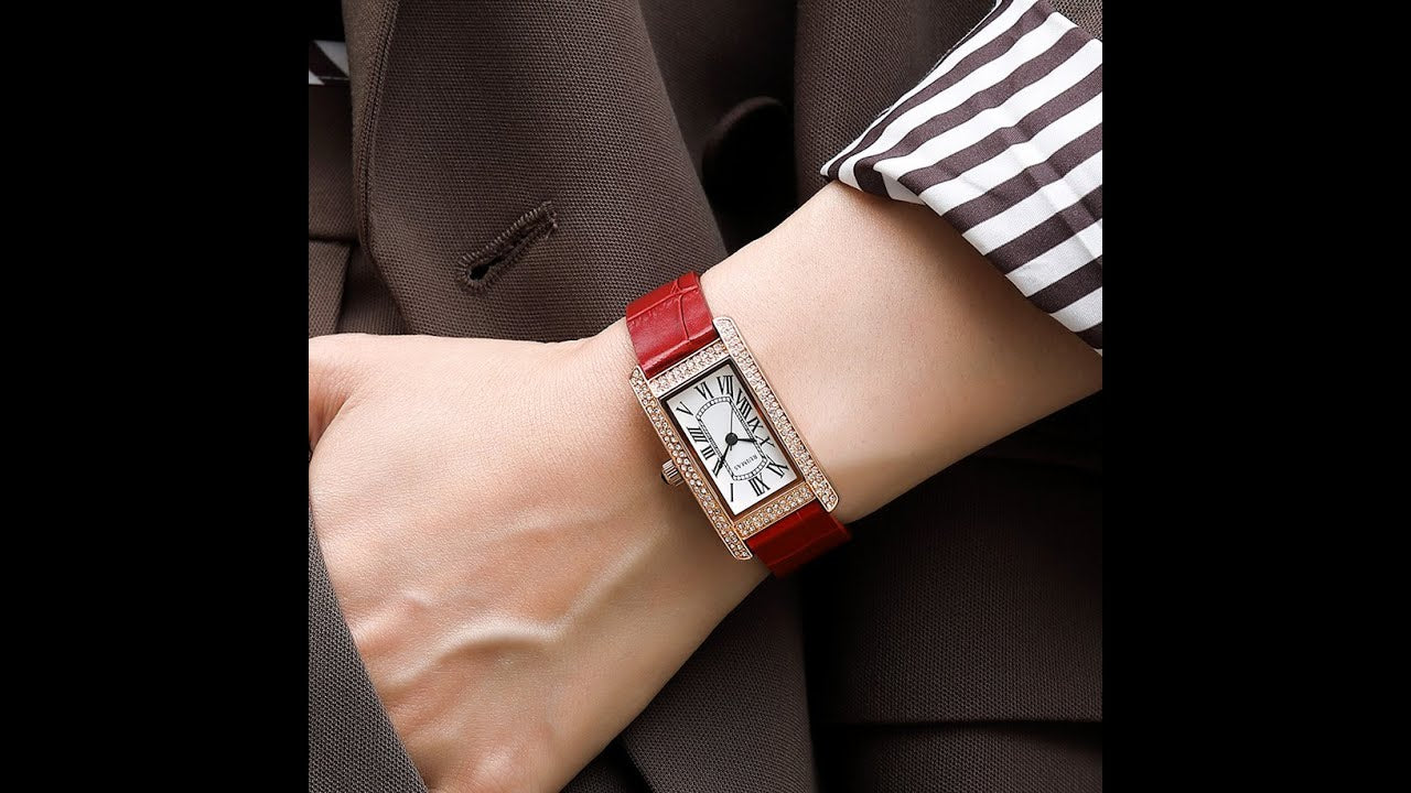 RUIMAS Brand Wrist Watches For Women Square Rose Gold WristWatch Fashion Luxury Leather Female Casual Ladies Quartz Watch Clock-14