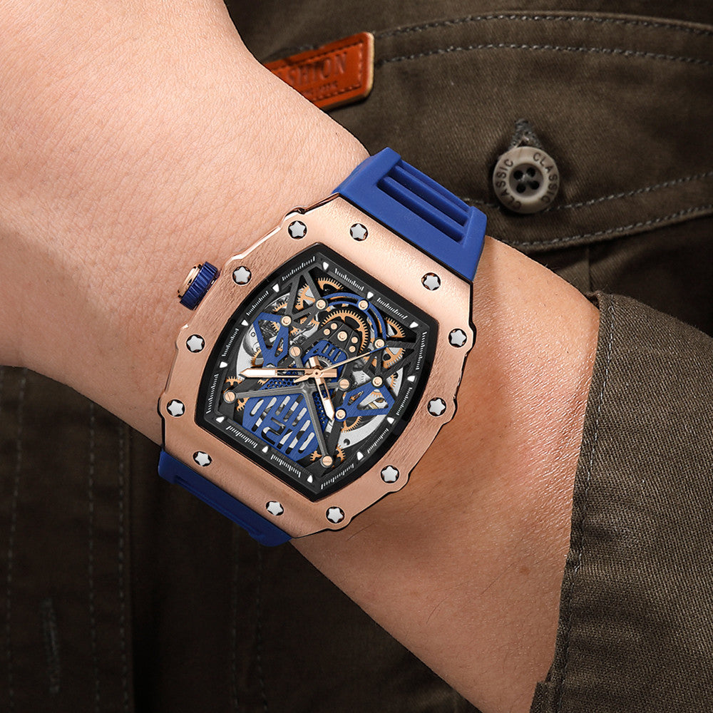 RUIMAS Luxury Watch Men Fashion Automatic Mechanical Watches Clock Silicone Strap Sport Casual Wristwatch Big Dial Reloj Hombre-2