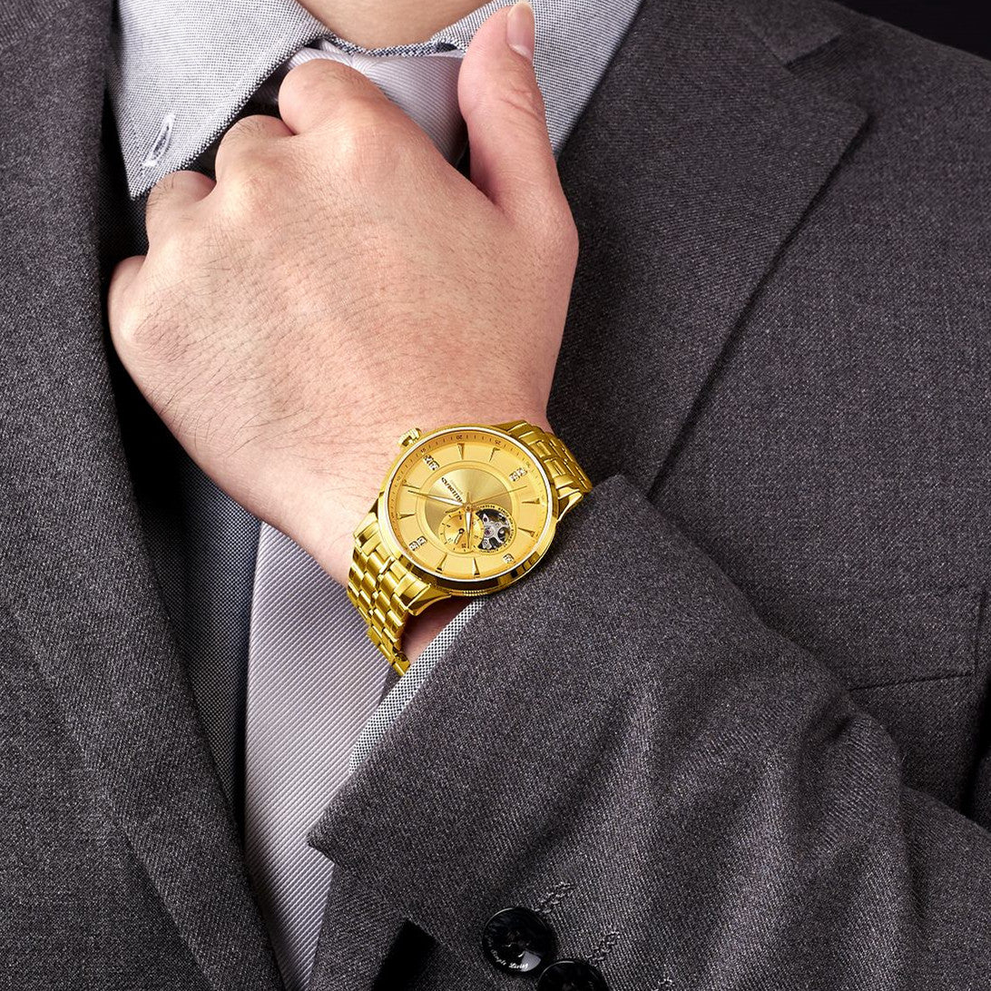 RUIMAS Gold Men Watch Luxury Stainless Steel Automatic Mechanical Watches Sapphire Glass Waterproof Wristwatch Relogio Masculino-2