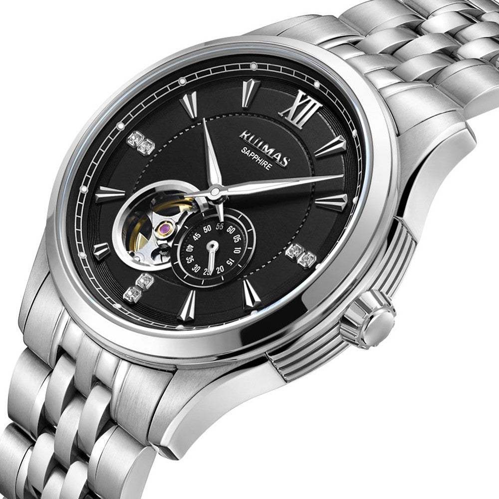 RUIMAS Luxury Men Mechanical Watches Sapphire Glass Stainless Steel Bracelet Business Casual WristWatch Clock Montre Homme-6