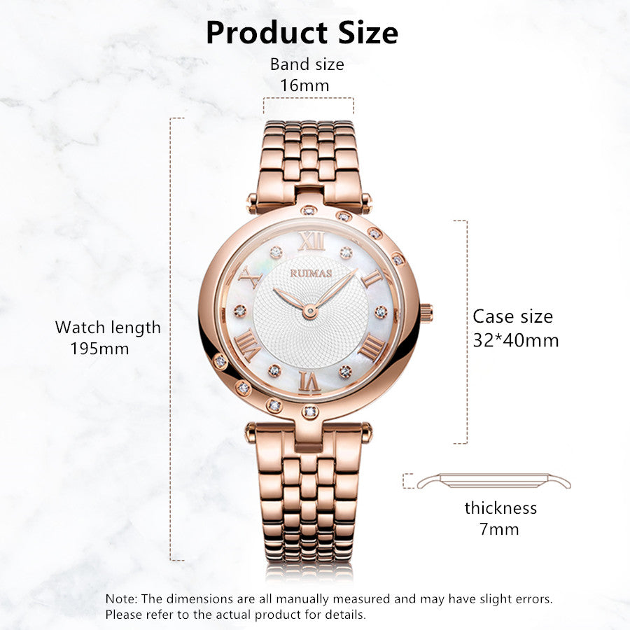 RUIMAS Ladies Wrist Watch Stainless Steel Luxury Quartz Women Watches Waterproof Female Dress Clock Bracelet reloj mujer 6749-7