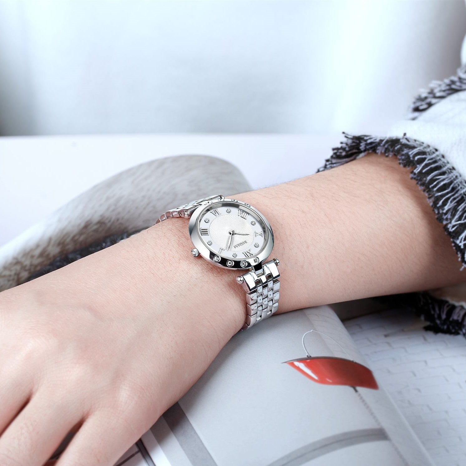 RUIMAS Ladies Wrist Watch Stainless Steel Luxury Quartz Women Watches Waterproof Female Dress Clock Bracelet reloj mujer 6749-3