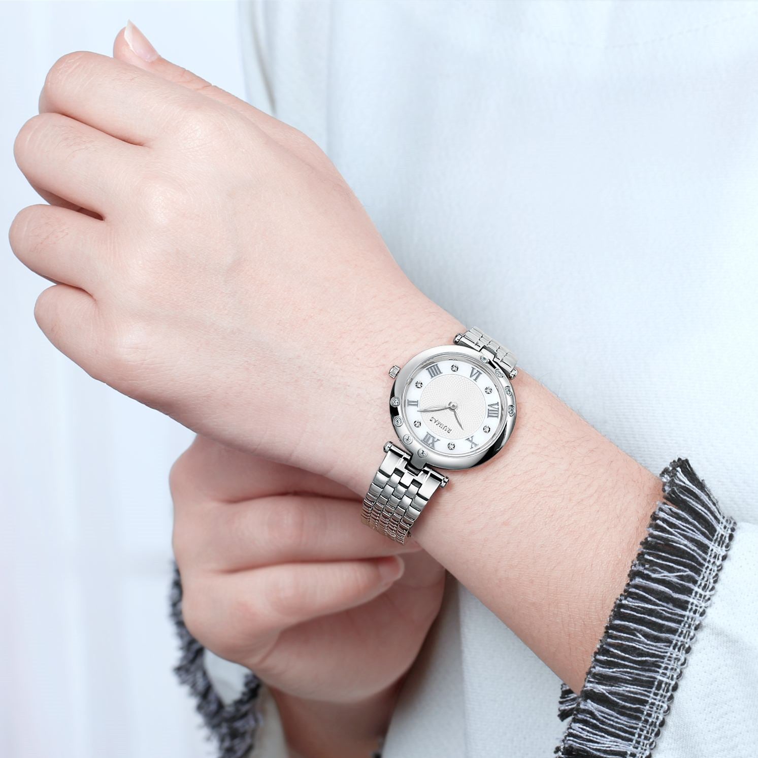 RUIMAS Ladies Wrist Watch Stainless Steel Luxury Quartz Women Watches Waterproof Female Dress Clock Bracelet reloj mujer 6749-4