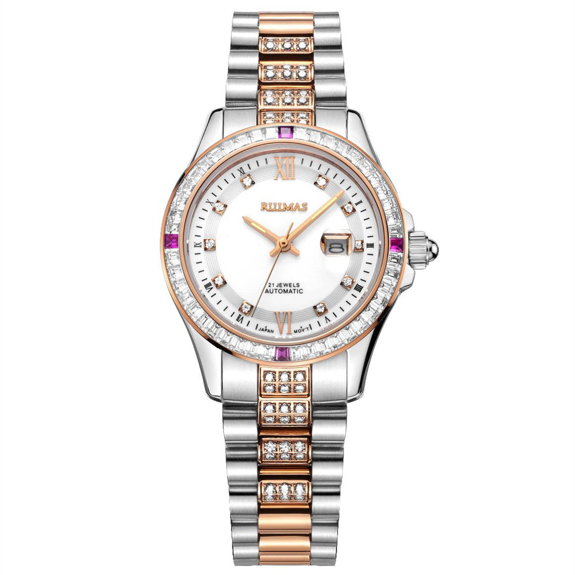 RUIMAS Sapphire Mechanical Women Watch Brand Luxury Steel Bracelet Ladies Fashion Watch Automatic Female Clock Reloj Mujer 6740-6