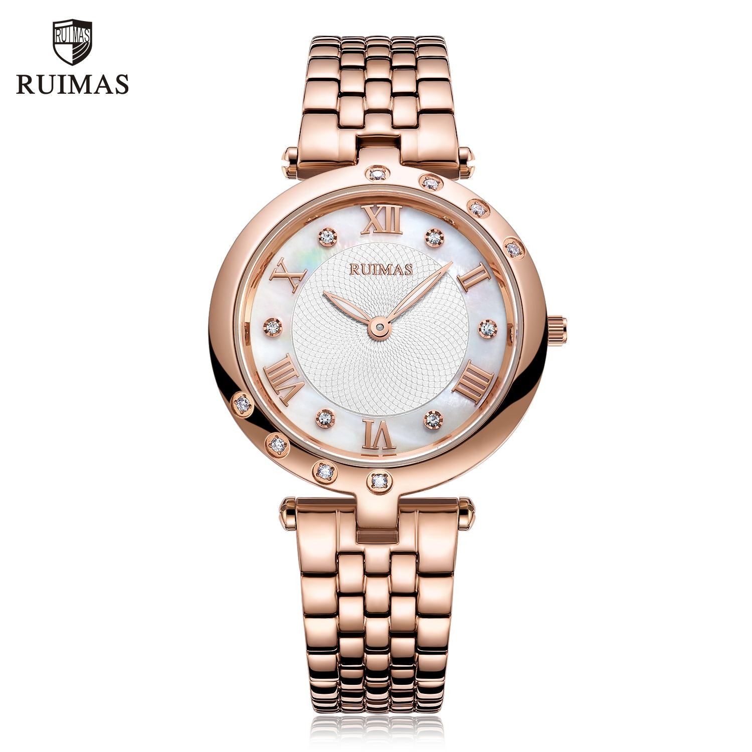RUIMAS Ladies Wrist Watch Stainless Steel Luxury Quartz Women Watches Waterproof Female Dress Clock Bracelet reloj mujer 6749-0