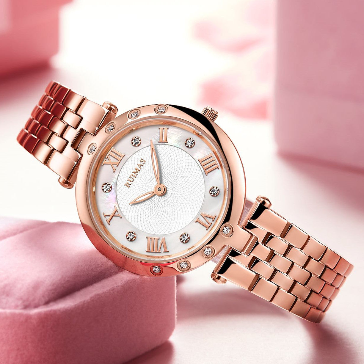 RUIMAS Ladies Wrist Watch Stainless Steel Luxury Quartz Women Watches Waterproof Female Dress Clock Bracelet reloj mujer 6749-6