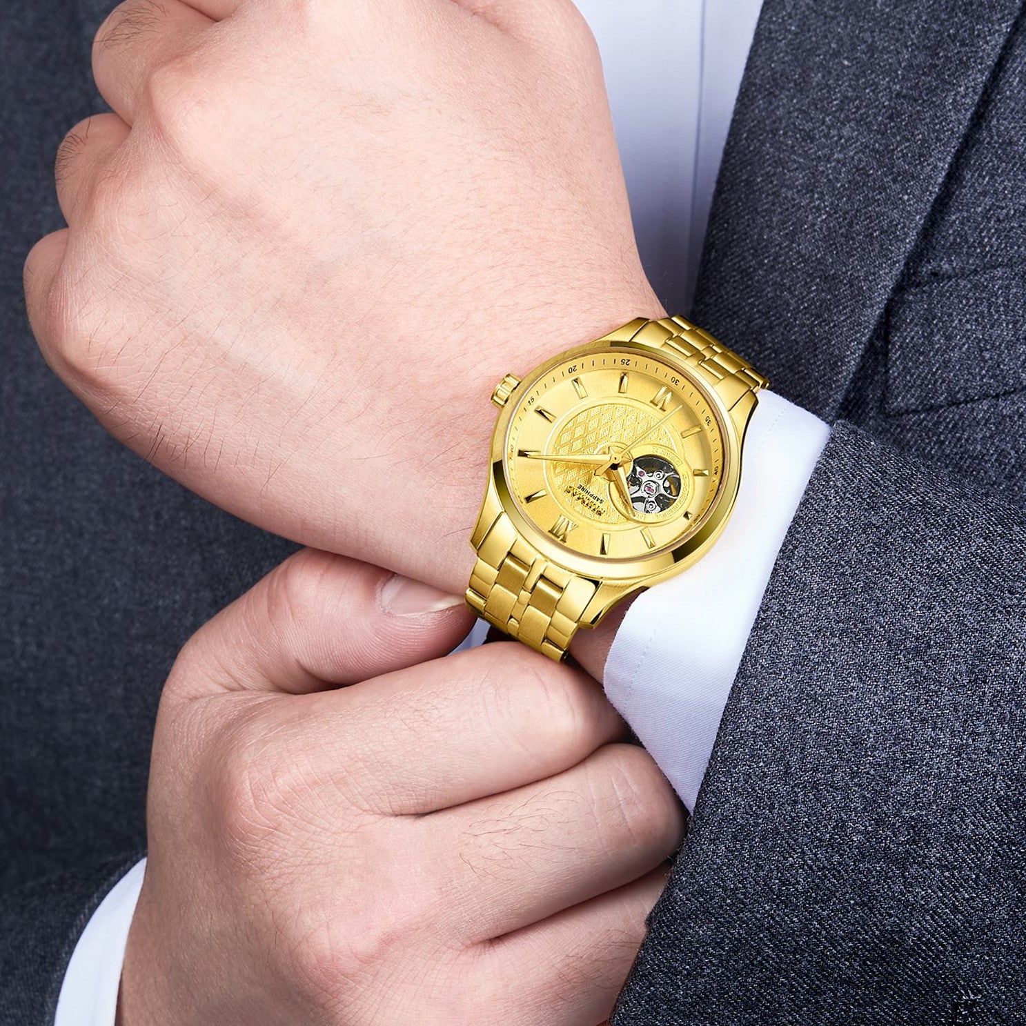 RUIMAS Business Men Watch Luxury Fashion Automatic Mechanical Watches for Men Waterproof Male Wristwatch Relogio Masculino 6754-1