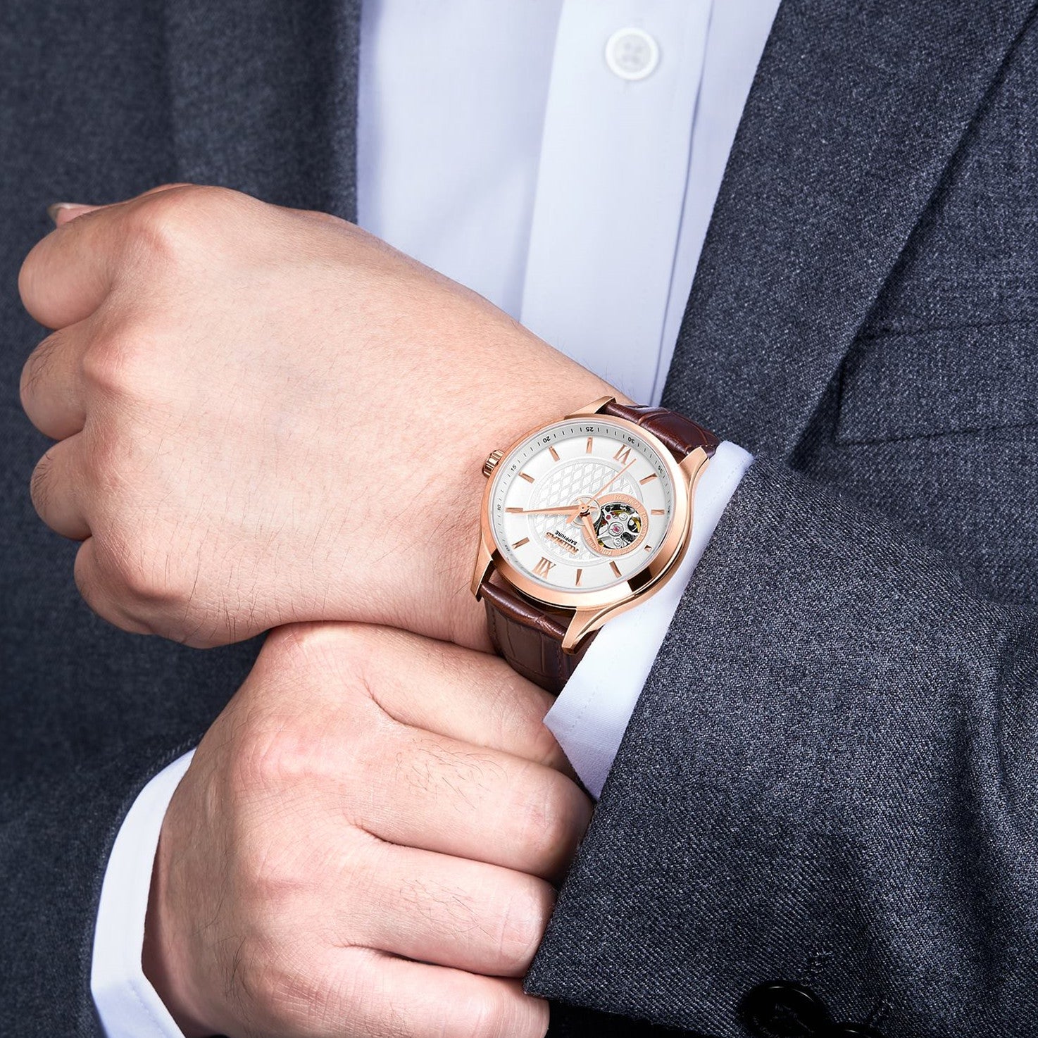 RUIMAS Business Men Watch Luxury Fashion Automatic Mechanical Watches for Men Waterproof Male Wristwatch Relogio Masculino 6754-4