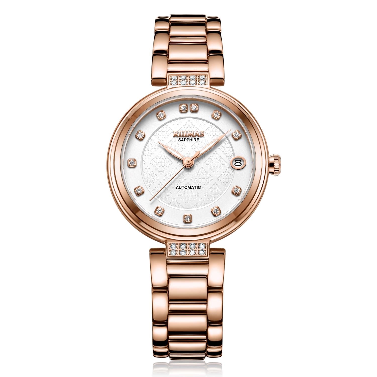 RUIMAS Women Automatic Mechanical Watch Steel Strap Ladies Business Wrist Watch Fashion Waterproof Date Clock Montre Femme 6756-6