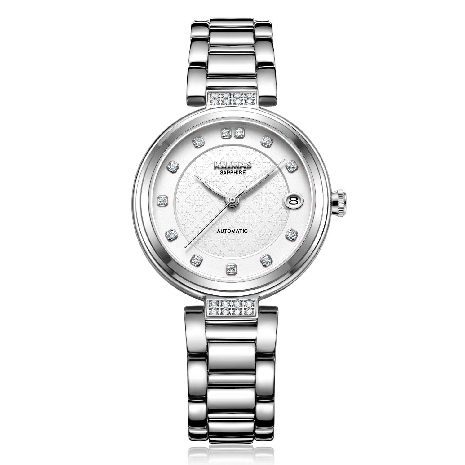 RUIMAS Women Automatic Mechanical Watch Steel Strap Ladies Business Wrist Watch Fashion Waterproof Date Clock Montre Femme 6756-8