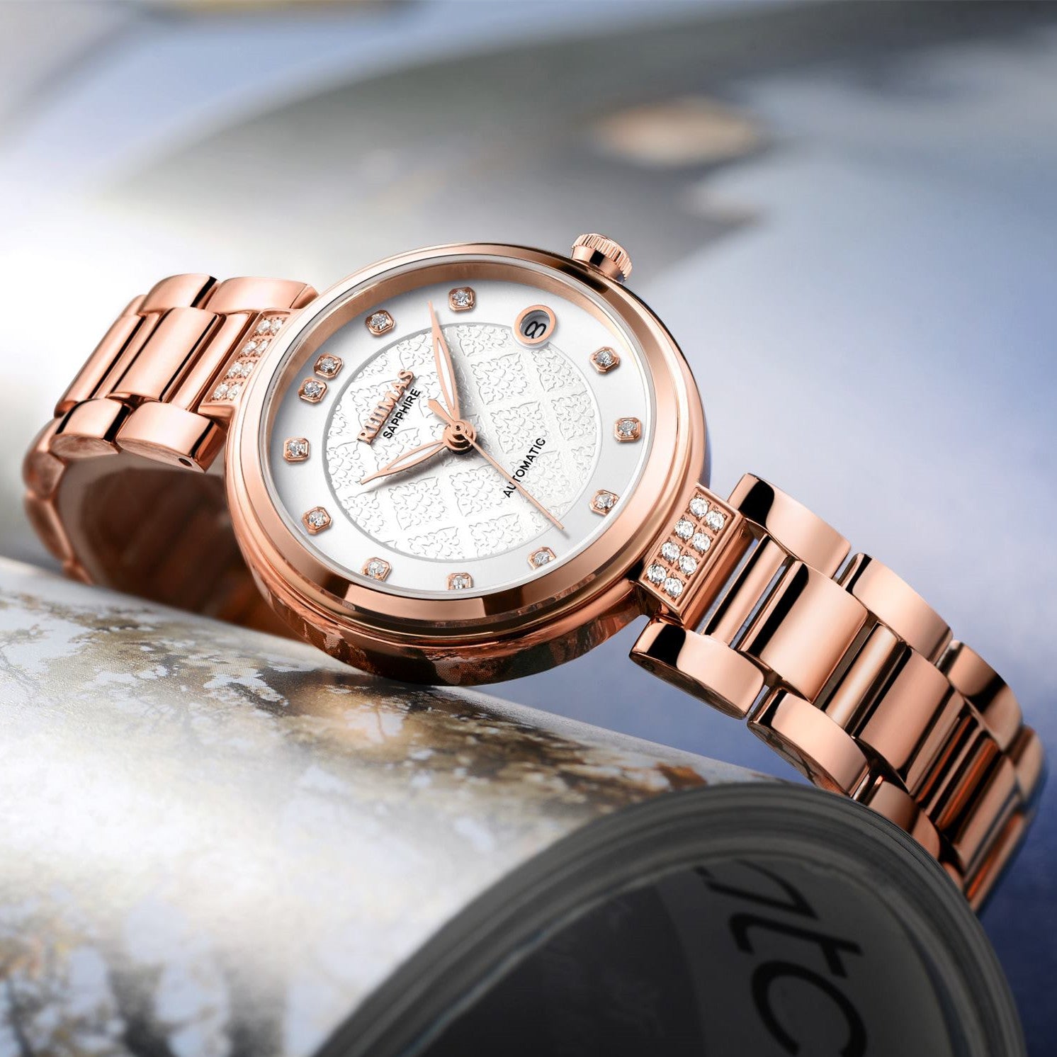 RUIMAS Women Automatic Mechanical Watch Steel Strap Ladies Business Wrist Watch Fashion Waterproof Date Clock Montre Femme 6756-4