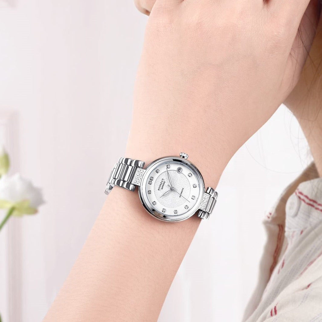 RUIMAS Women Automatic Mechanical Watch Steel Strap Ladies Business Wrist Watch Fashion Waterproof Date Clock Montre Femme 6756-2