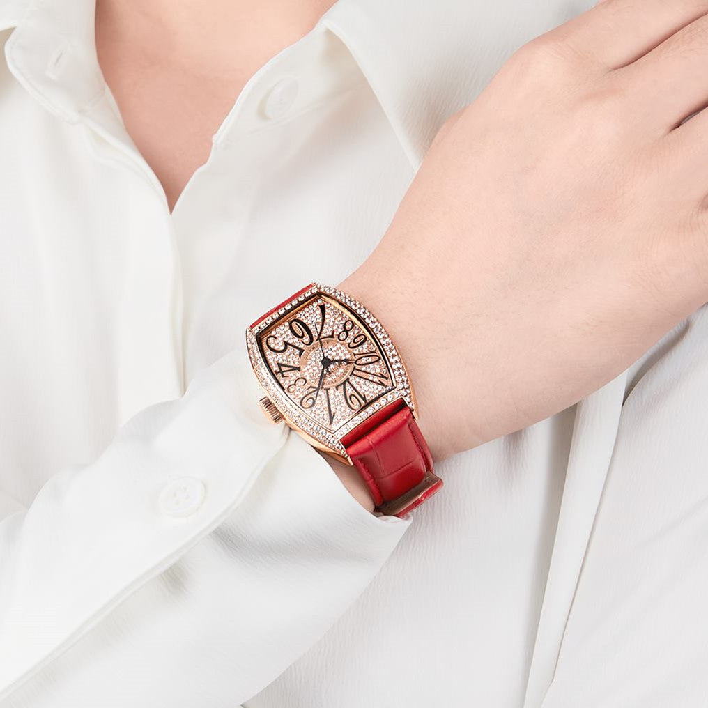 RUIMAS Luxury Diamond Women Automatic Mechanical Watches Waterproof Elegant Ladies Wrist Watch Clock Leather Reloj Mujer 6757-1