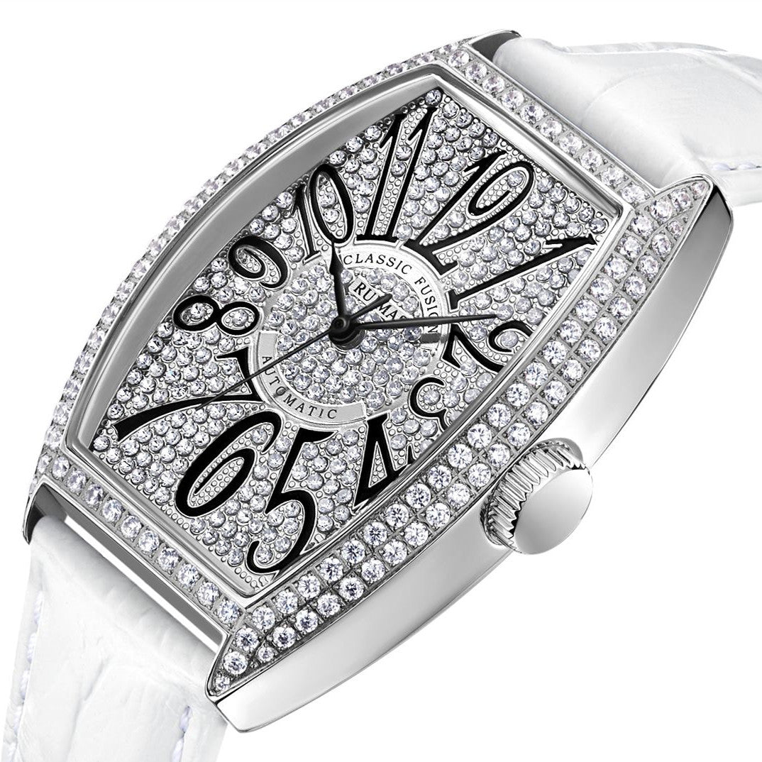 RUIMAS Luxury Diamond Women Automatic Mechanical Watches Waterproof Elegant Ladies Wrist Watch Clock Leather Reloj Mujer 6757-10