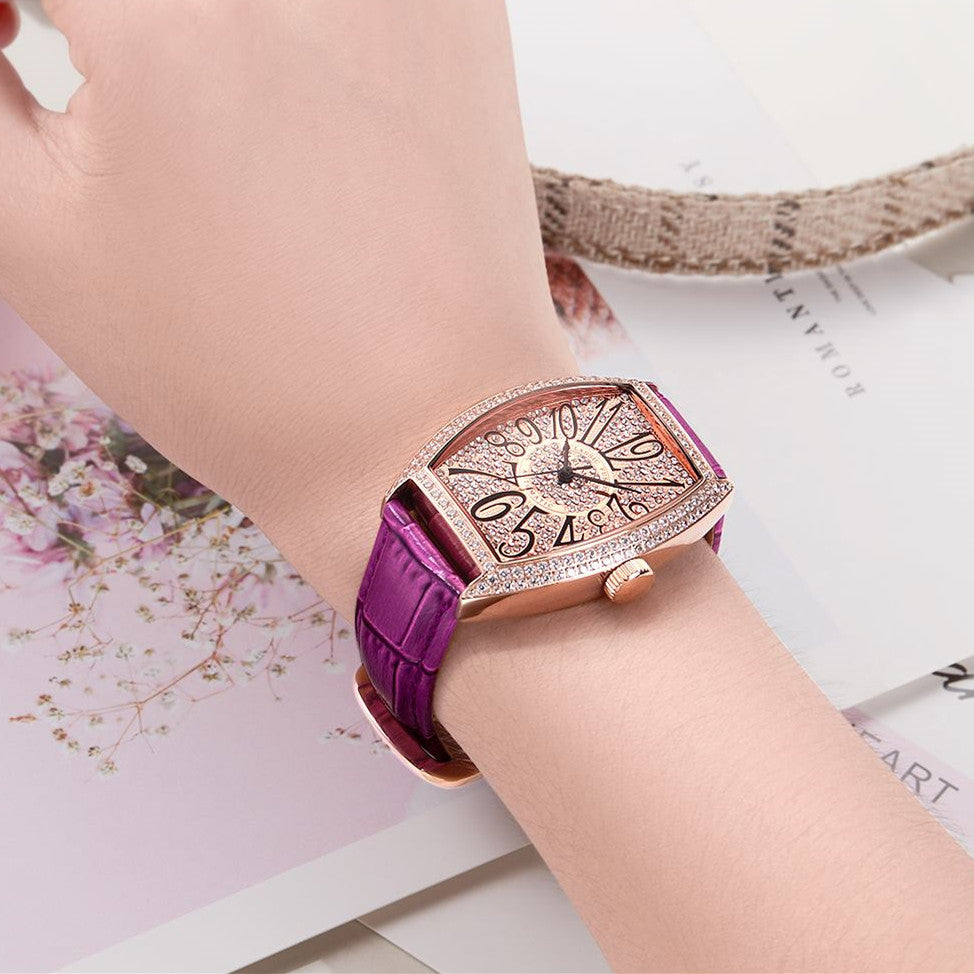 RUIMAS Luxury Diamond Women Automatic Mechanical Watches Waterproof Elegant Ladies Wrist Watch Clock Leather Reloj Mujer 6757-3