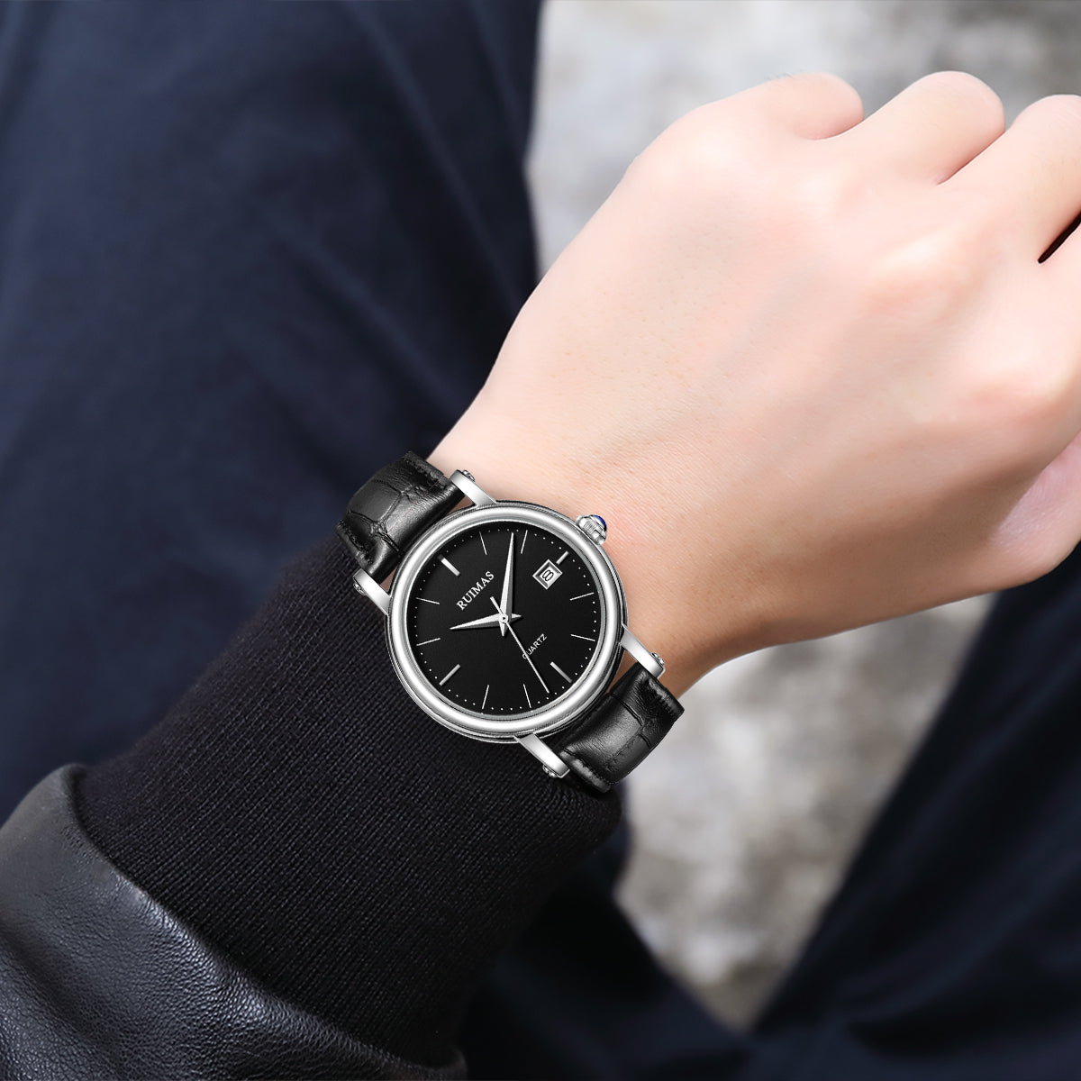 RUIMAS Fashion Mens Quartz Watches Sapphire Sport Wristwatch Waterproof Large Dial Business Casual Watch Clock Montre Homme-4