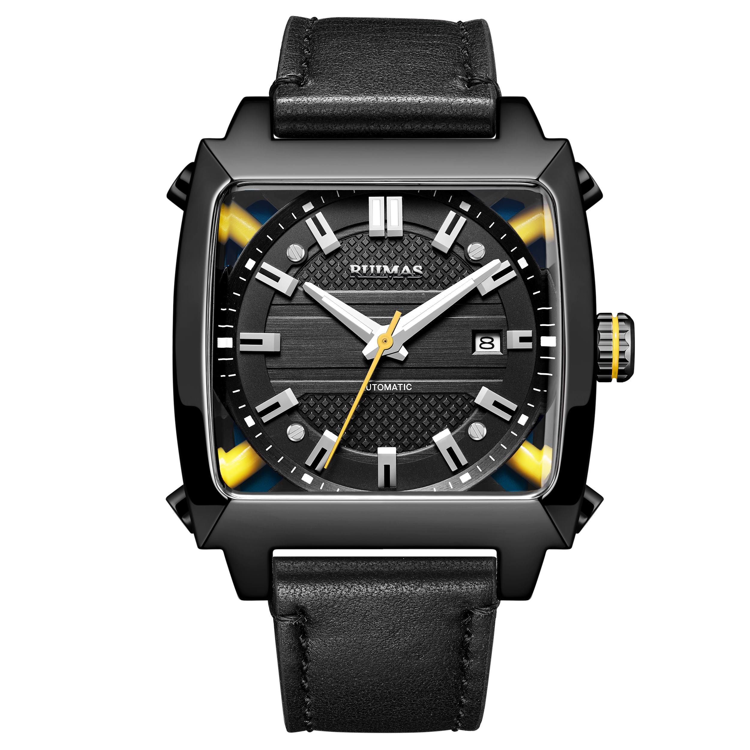 RUIMAS Men's Watches Luxury Automatic Mechanical Wrist Watches Calendar Sapphire Leather Chronograph for Man Reloj Hombre 6763-7