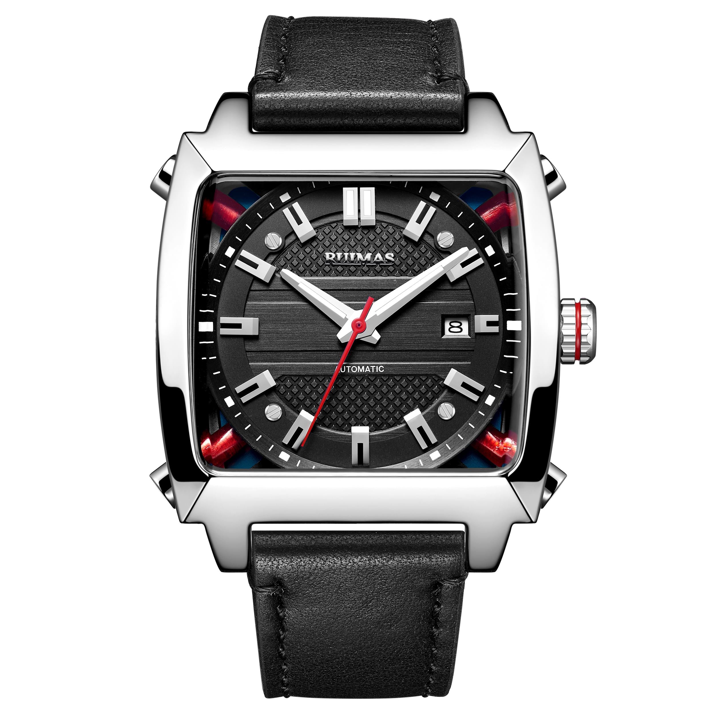 RUIMAS Men's Watches Luxury Automatic Mechanical Wrist Watches Calendar Sapphire Leather Chronograph for Man Reloj Hombre 6763-10