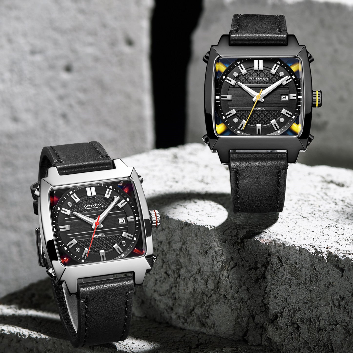 RUIMAS Men's Watches Luxury Automatic Mechanical Wrist Watches Calendar Sapphire Leather Chronograph for Man Reloj Hombre 6763-5