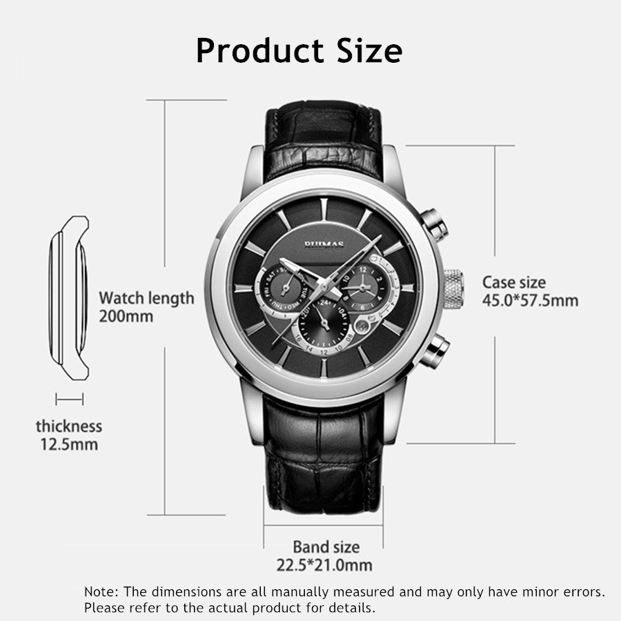 RUIMAS Mechanical Watches for Men Luxury Casual Business Wristwatch Leather Male Clock Date Chronograph Relogios Masculino 6767-6