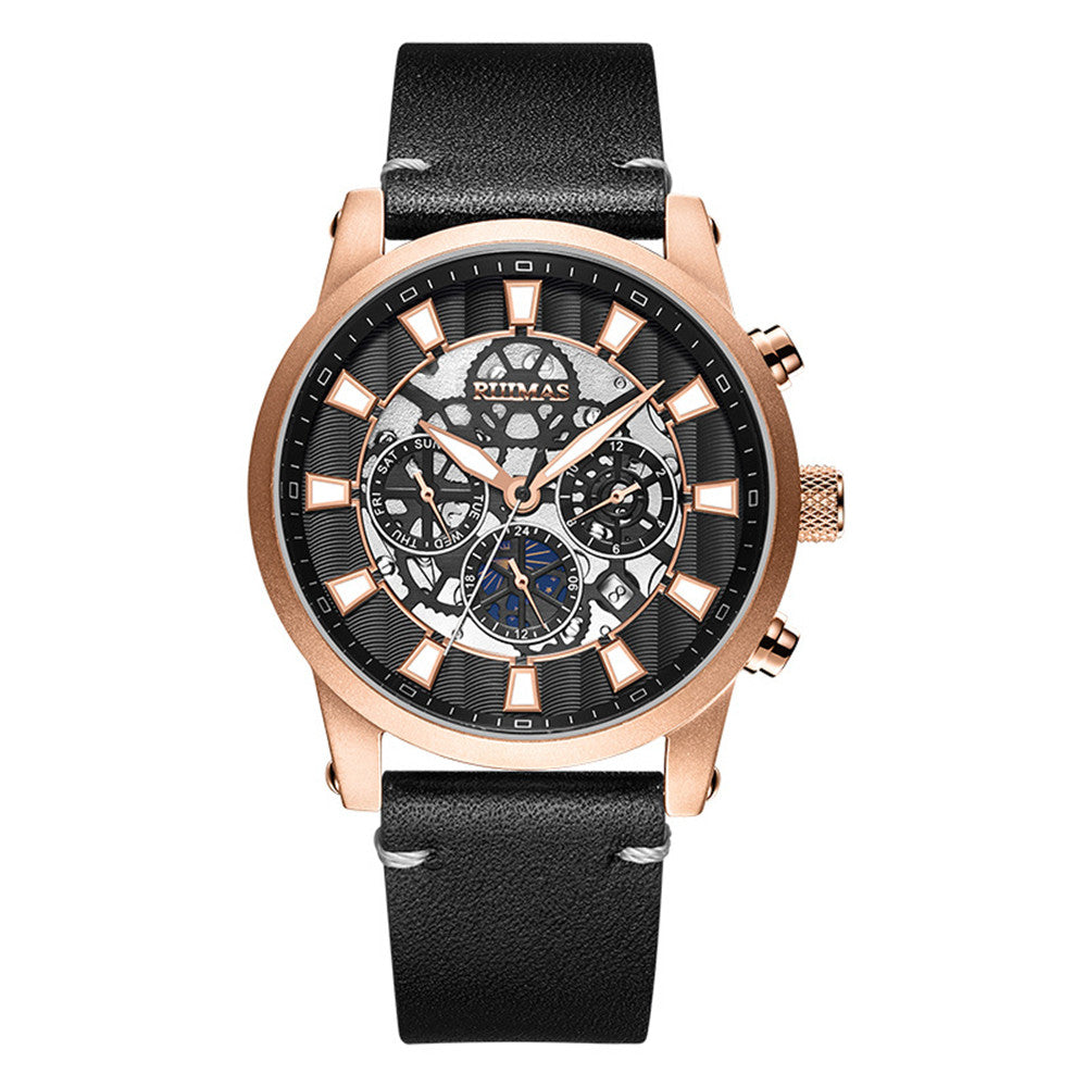 RUIMAS Fashion Men Watches Sapphire Automatic Mechanical Wrist Watch Waterproof Date Leather Casual Male Clock Montre Homme 6768-6
