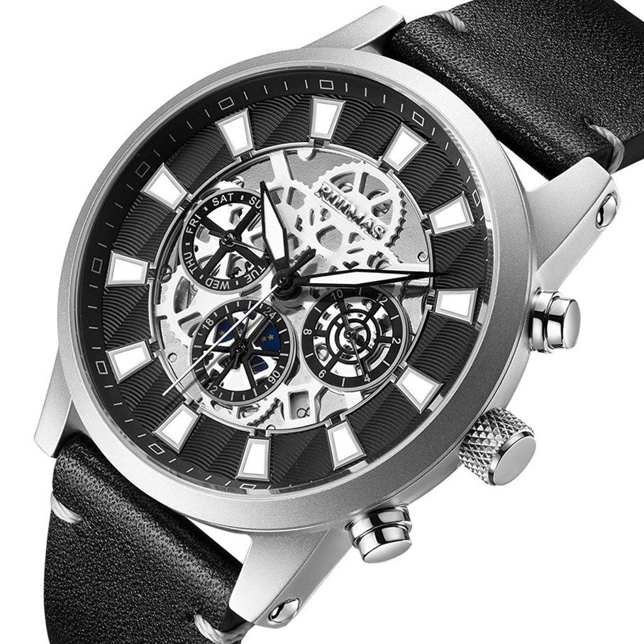 RUIMAS Fashion Men Watches Sapphire Automatic Mechanical Wrist Watch Waterproof Date Leather Casual Male Clock Montre Homme 6768-8