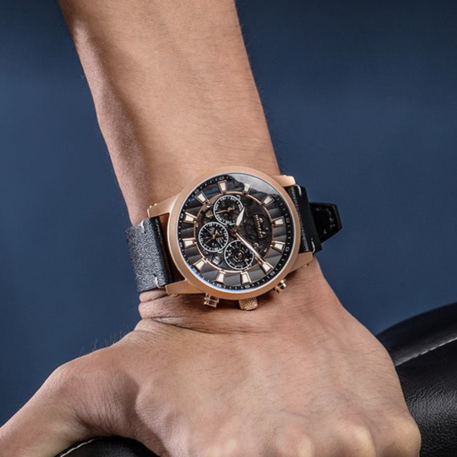 RUIMAS Fashion Men Watches Sapphire Automatic Mechanical Wrist Watch Waterproof Date Leather Casual Male Clock Montre Homme 6768-1