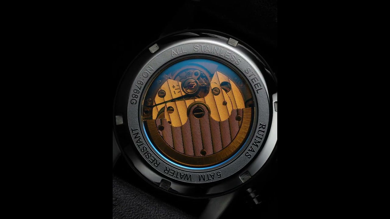 RUIMAS Fashion Men Watches Sapphire Automatic Mechanical Wrist Watch Waterproof Date Leather Casual Male Clock Montre Homme 6768-11