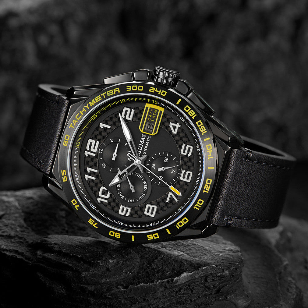 RUIMAS Luxury Men Watches Automatic Mechanical Watch Fashion Sport Casual Wristwatch Leather Strap Luminous Date Male Clock 6771-4