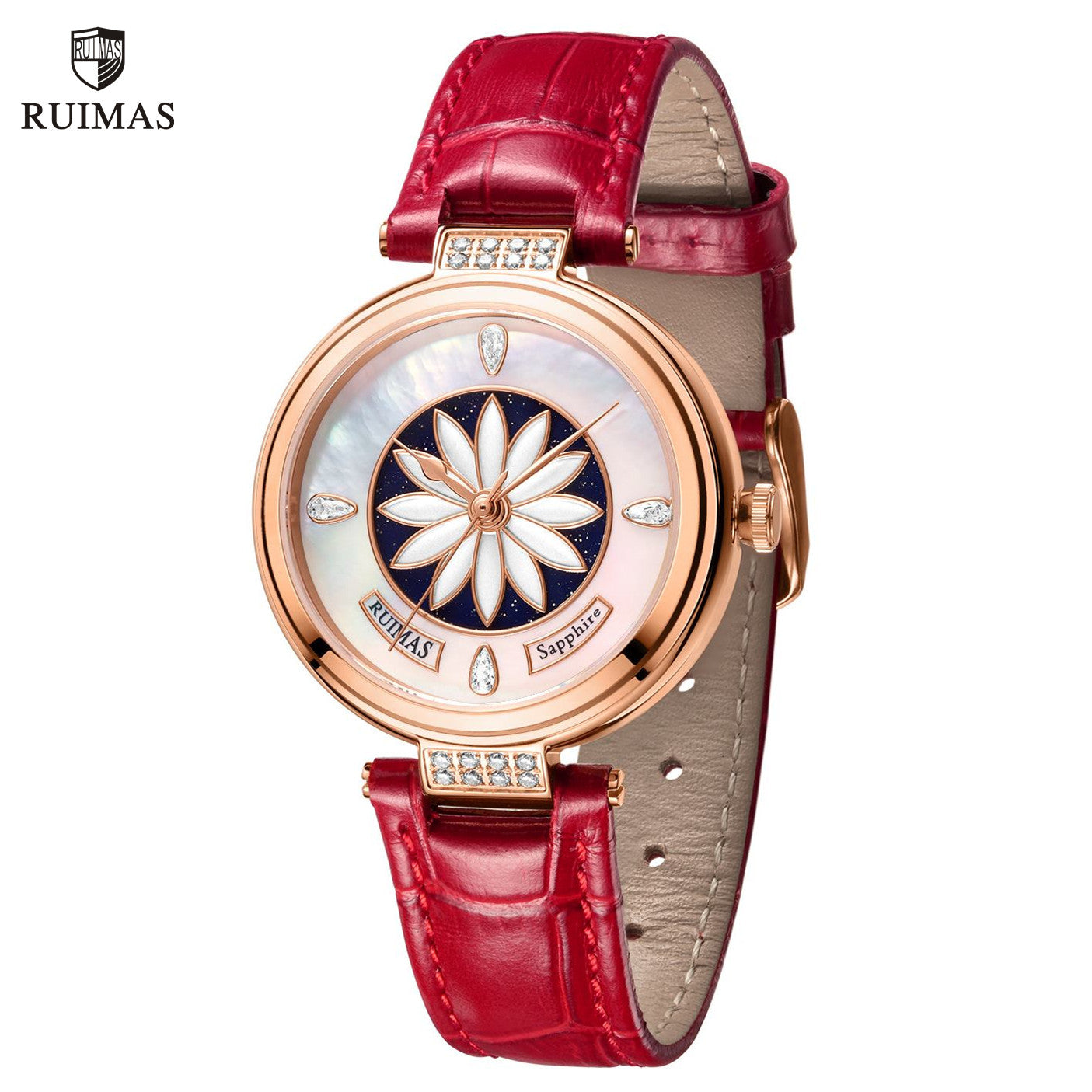 RUIMAS Women's Watch Automatic Mechanical Watches Sapphire Ladies Clock Top Brand Luxury Fashion Female Wristwatch Leather 6776-0