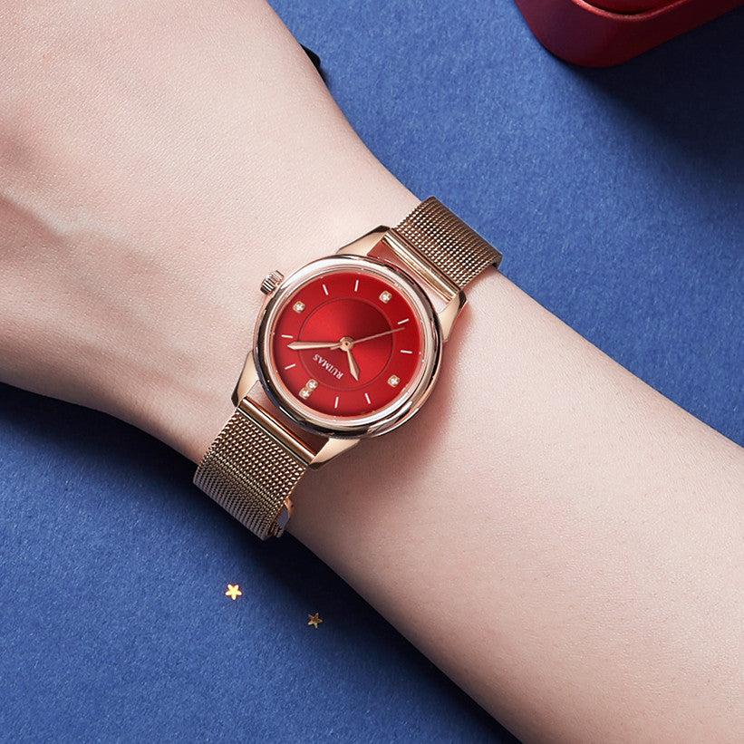 RUIMAS Women Watches Luxury Fashion Female Quartz Watch Steel Mesh Ladies Wristwatch Elegant Dress Clock Relogio Feminino 6779-1