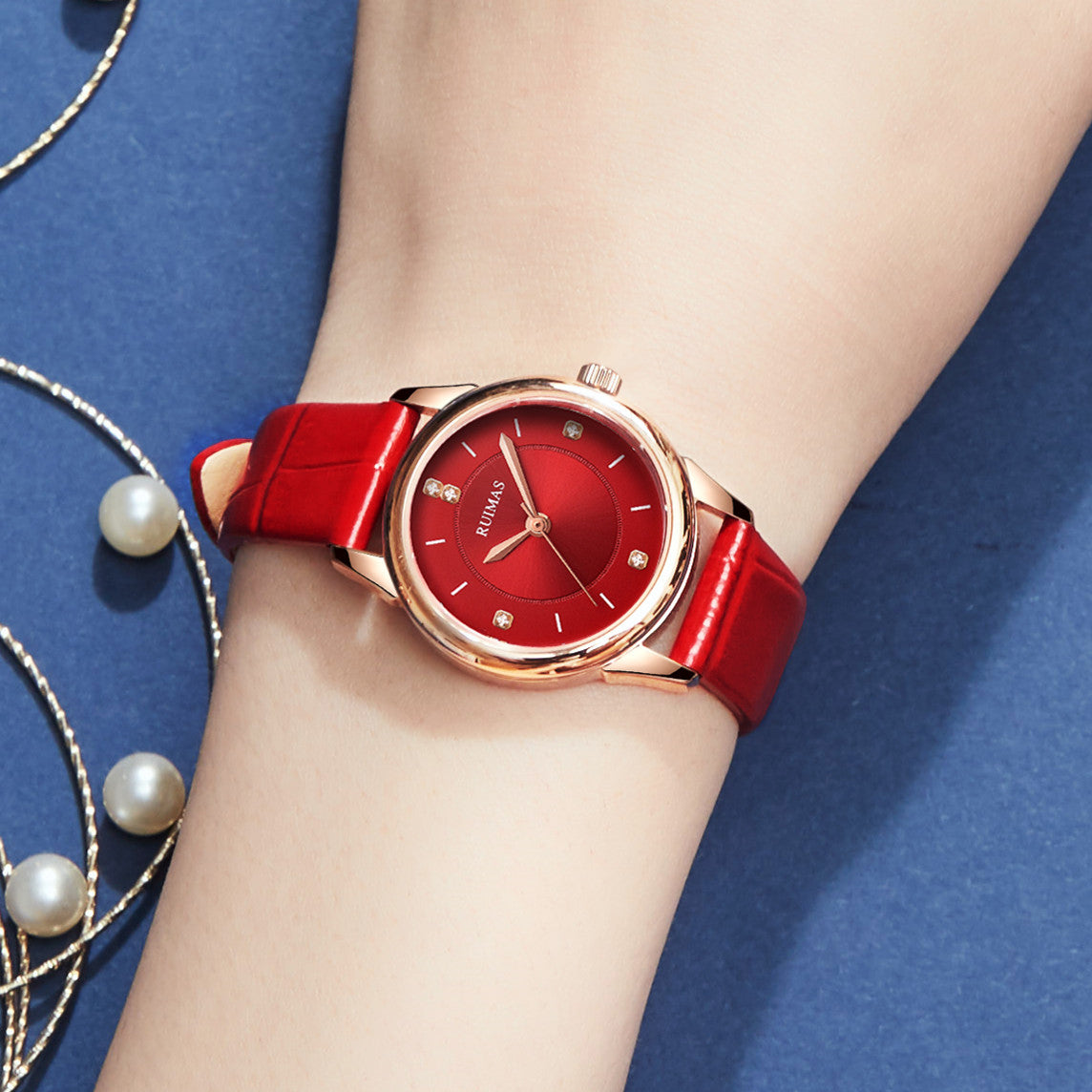 RUIMAS Women Watches Luxury Fashion Female Quartz Watch Steel Mesh Ladies Wristwatch Elegant Dress Clock Relogio Feminino 6779-4