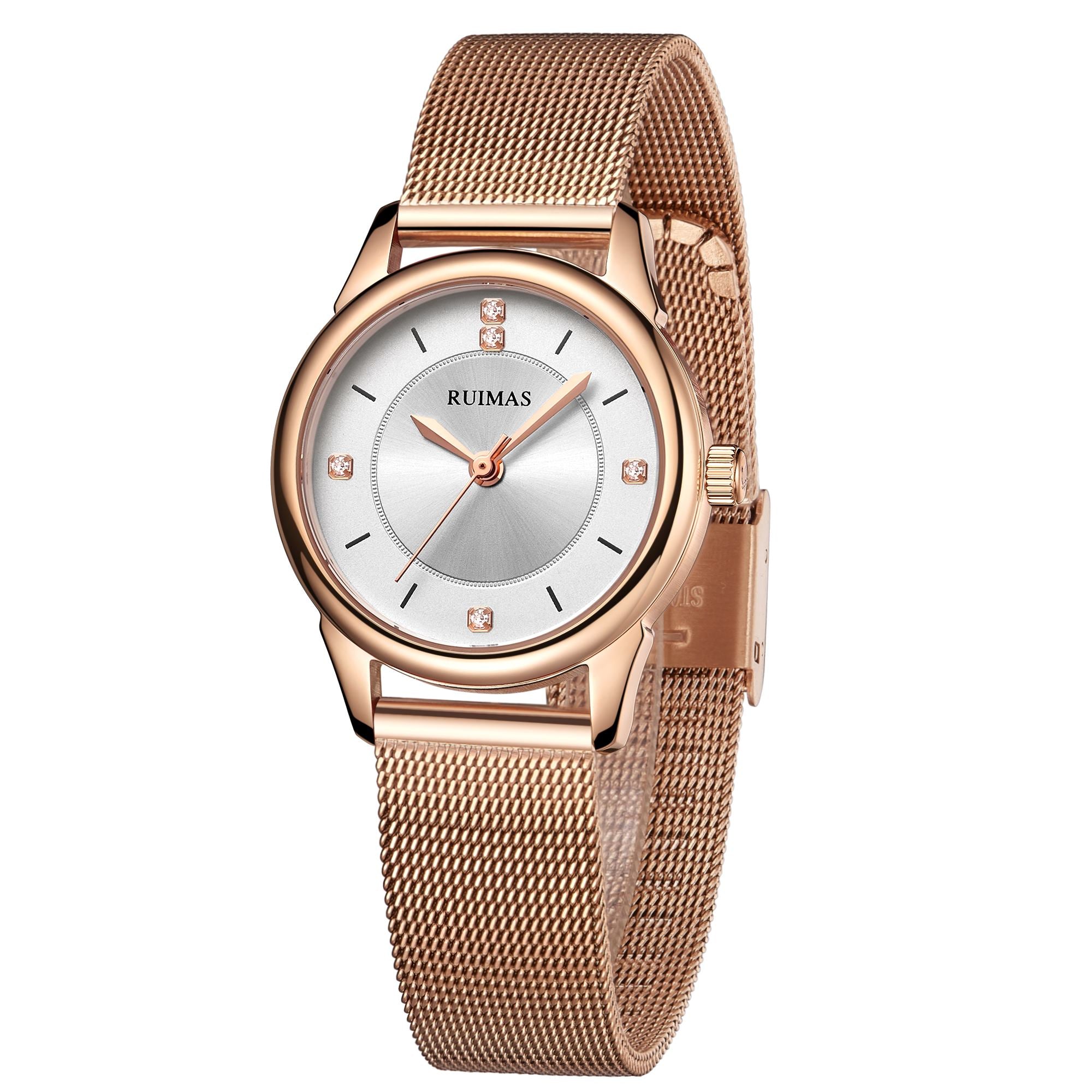 RUIMAS Women Watches Luxury Fashion Female Quartz Watch Steel Mesh Ladies Wristwatch Elegant Dress Clock Relogio Feminino 6779-7