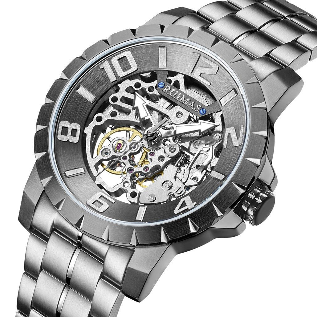 RUIMAS Men Mechanical Watch Luxury Automatic Stainless Steel Bracelet Wristwatches 5ATM Waterproof Clock Relogio Masculino-10