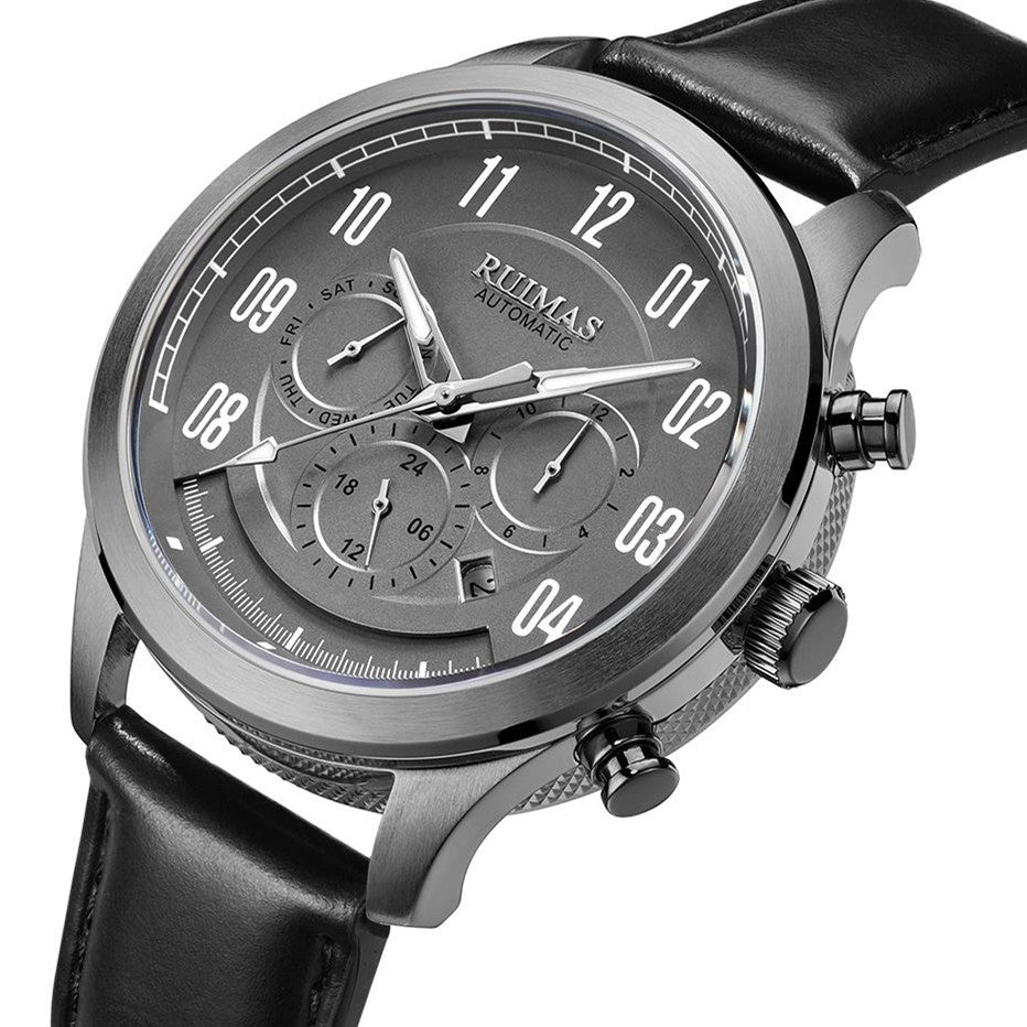 RUIMAS Luxury Casual Sport Watch for Men's Automatic Mechanical Watches Leather Luminous Man Clock Wrist Watch Chronograph 6785-8