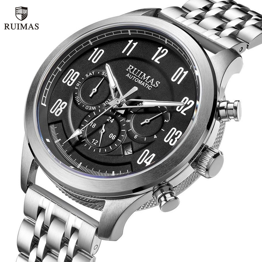 RUIMAS Watch Men Automatic Mechanical Watches Stainless Steel Luminous Business Wristwatch Top Brand Luxury Male Clock 6785-0