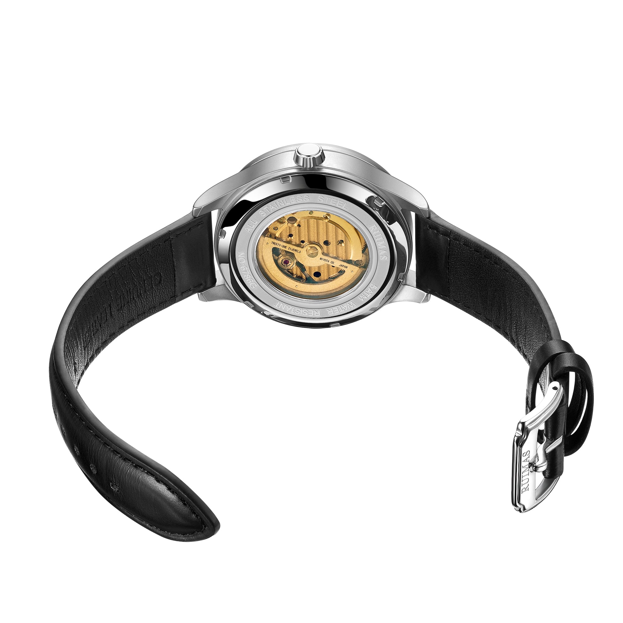 RUIMAS Mens Watches Luxury Fashion Sports Wristwatch Leather Strap Men's Army Military Watch Automatic Mechanical Man Clock 6786-11