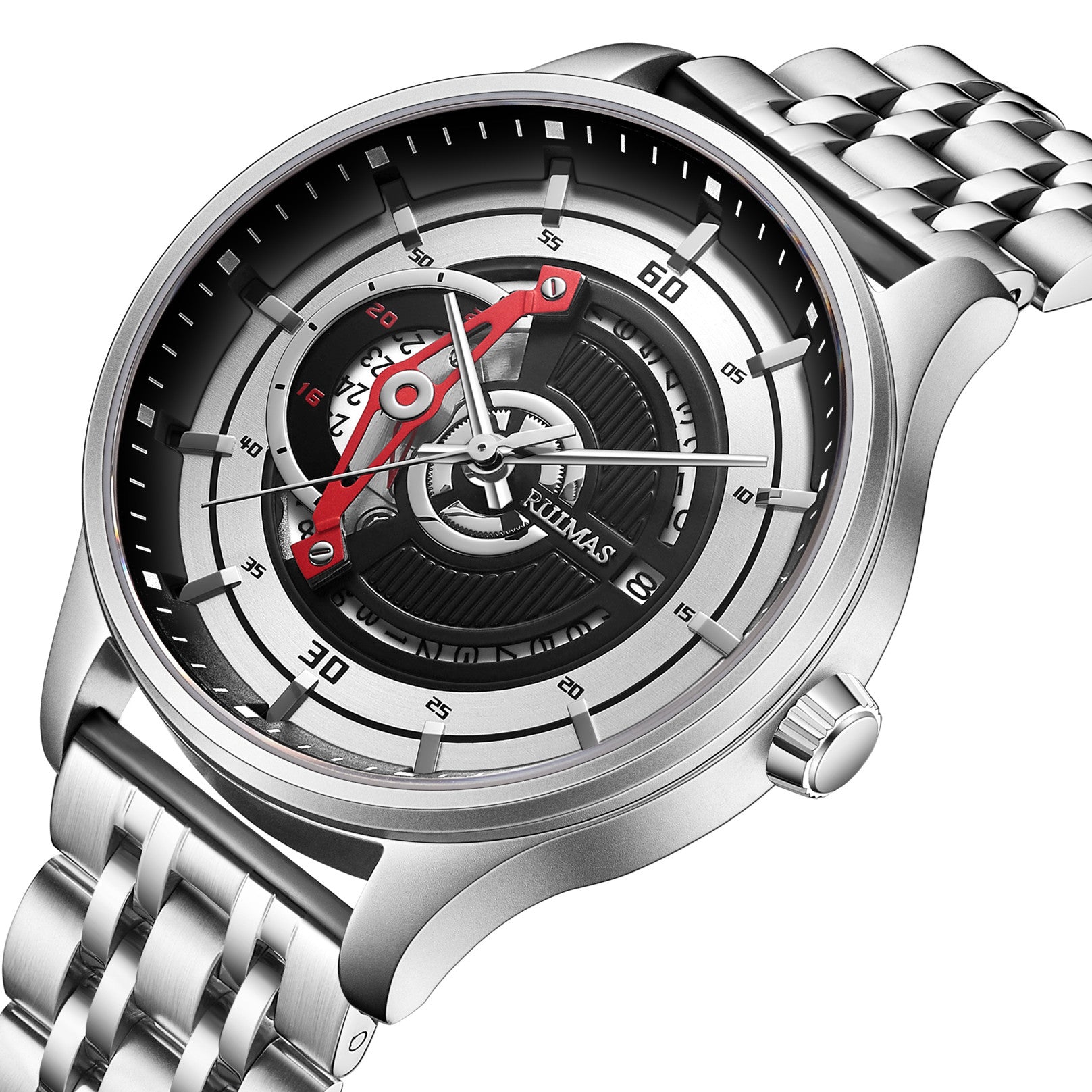 RUIMAS Luxury Business Watches for Mens Fashion Stainless Steel Automatic Mechanical Watch Waterproof Date Wristwatch Clock 6786-9