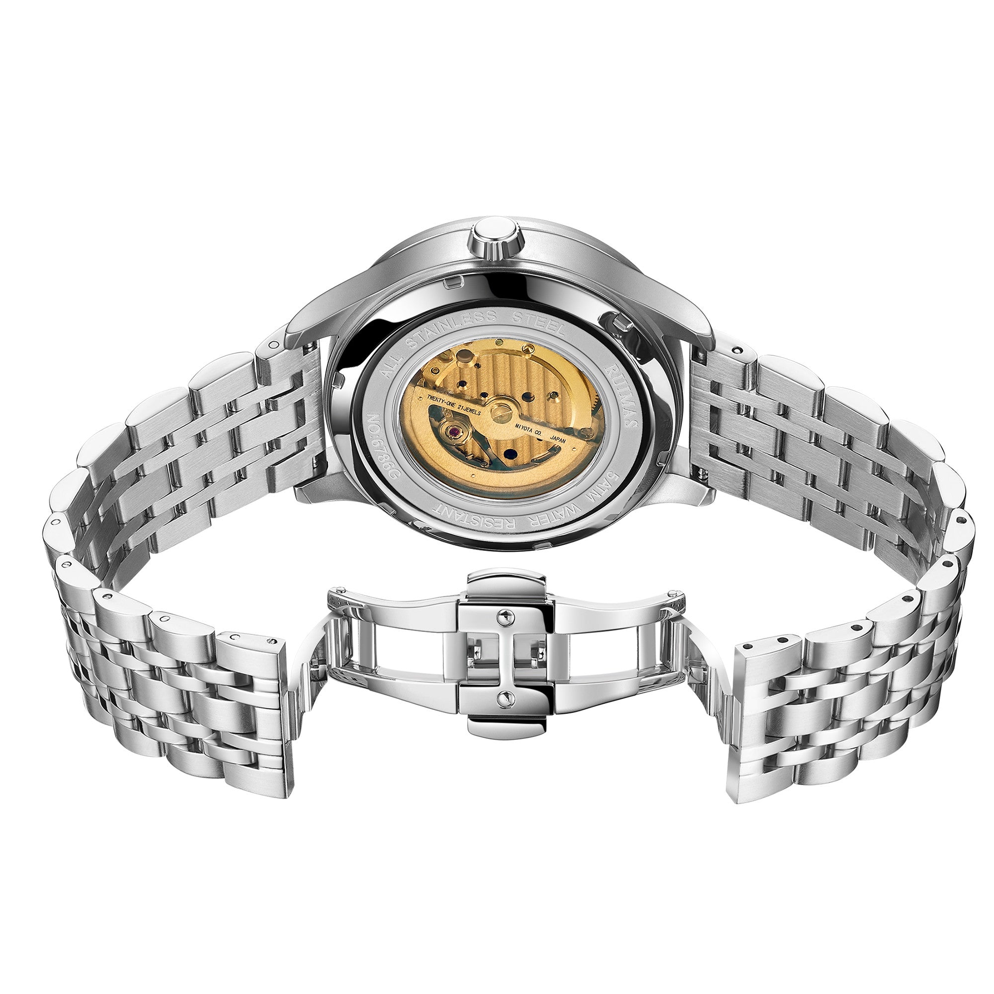 RUIMAS Luxury Business Watches for Mens Fashion Stainless Steel Automatic Mechanical Watch Waterproof Date Wristwatch Clock 6786-10