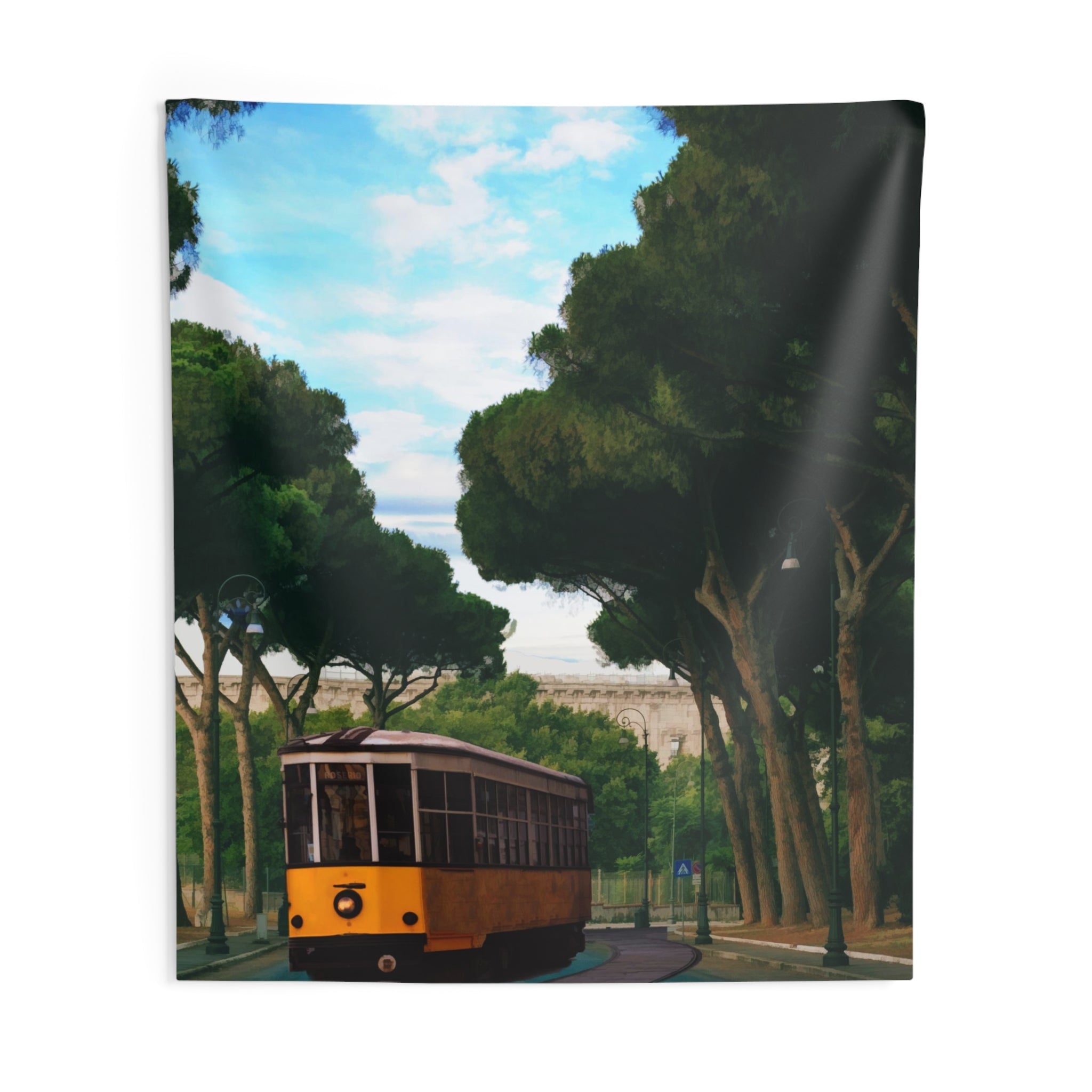 Tram Under Tree Vintage Tapestry-3