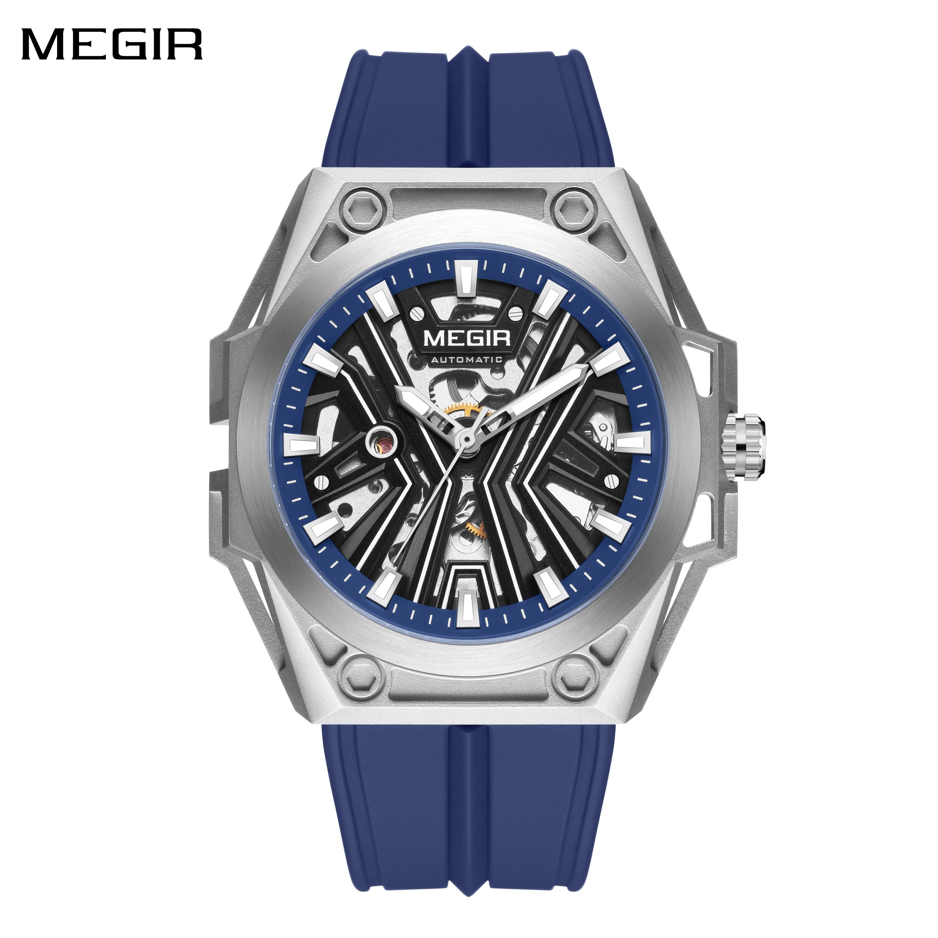 MEGIR Fashion Fully Automatic Mechanical Men's Watch Stainless Steel Case Sports Military Wristwatch Waterproof Watches Clock-0