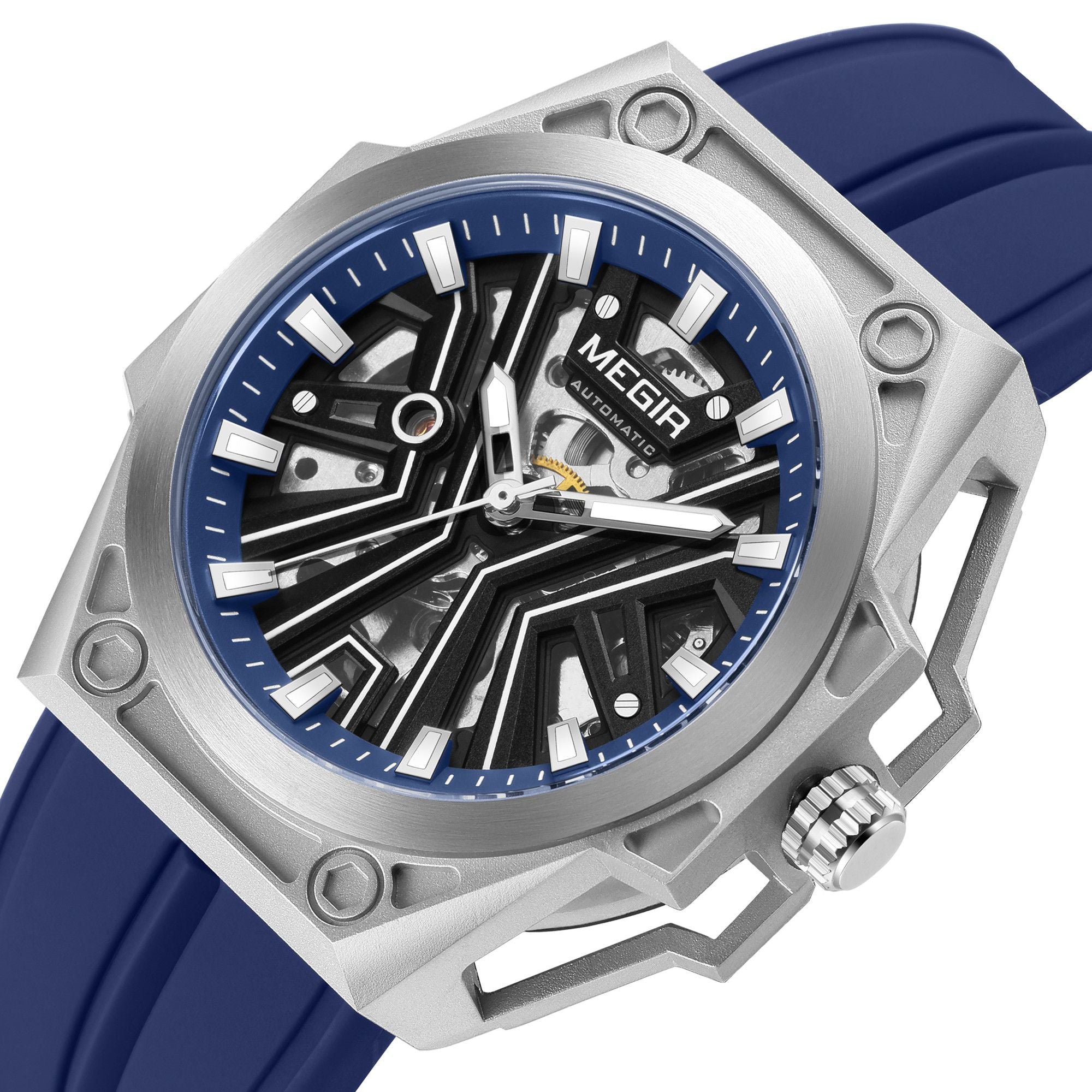 MEGIR Fashion Fully Automatic Mechanical Men's Watch Stainless Steel Case Sports Military Wristwatch Waterproof Watches Clock-15