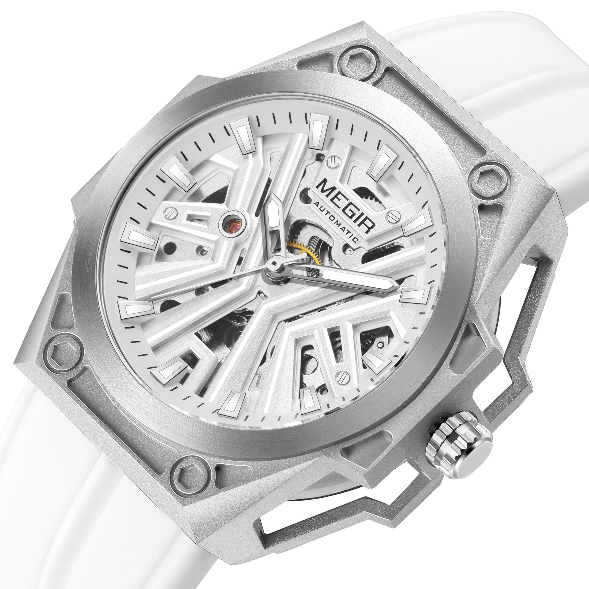 MEGIR Fashion Fully Automatic Mechanical Men's Watch Stainless Steel Case Sports Military Wristwatch Waterproof Watches Clock-17