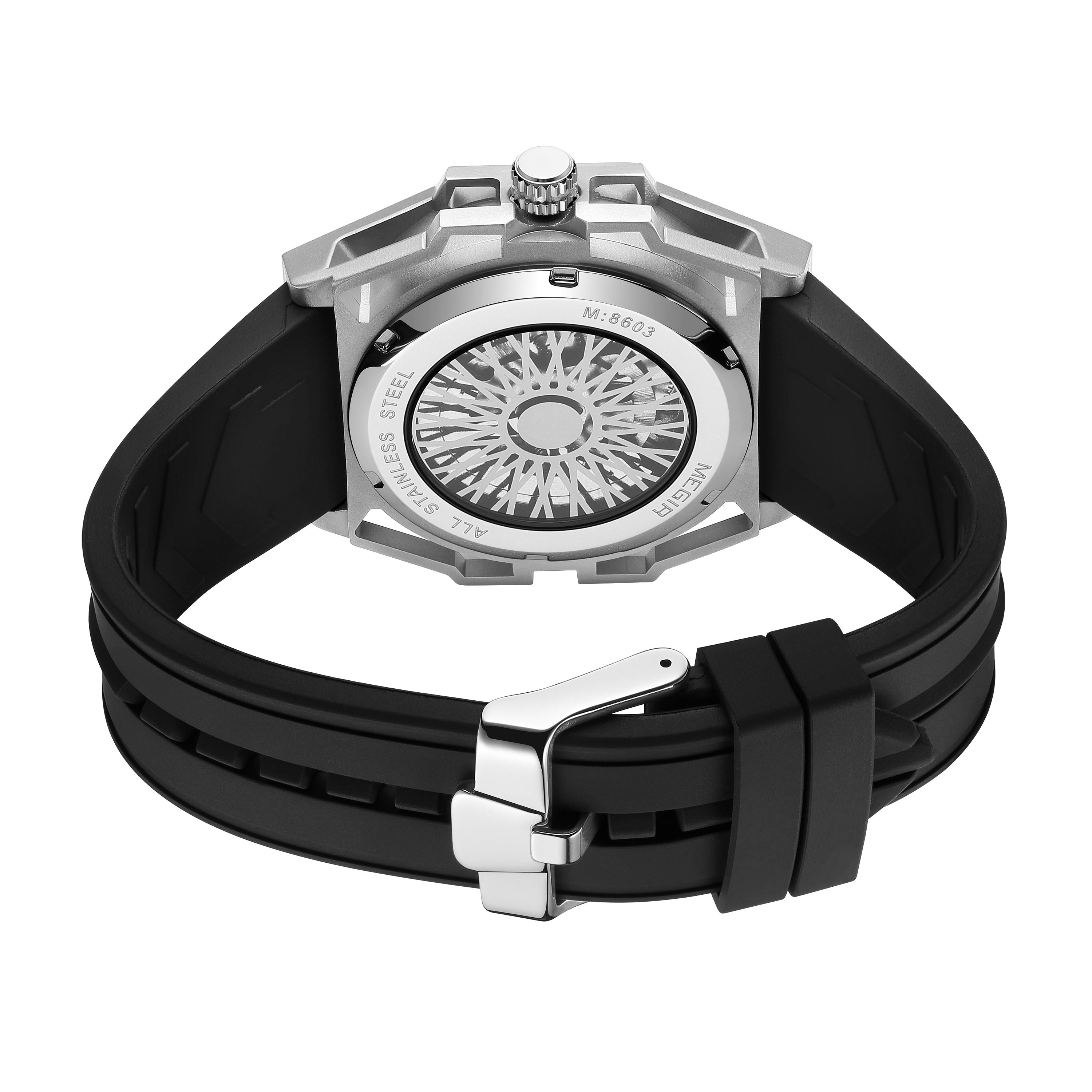 MEGIR Fashion Fully Automatic Mechanical Men's Watch Stainless Steel Case Sports Military Wristwatch Waterproof Watches Clock-18