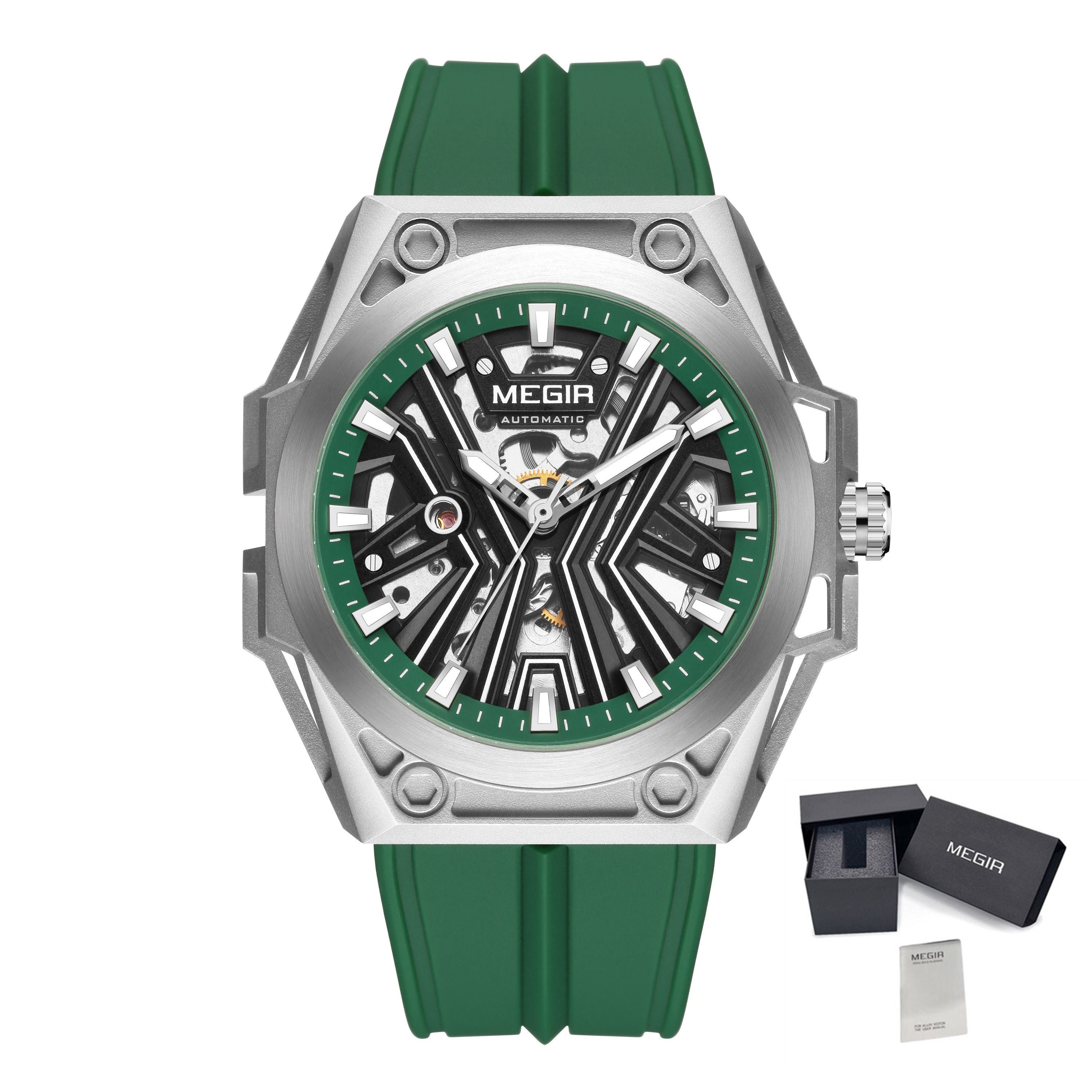 MEGIR Fashion Fully Automatic Mechanical Men's Watch Stainless Steel Case Sports Military Wristwatch Waterproof Watches Clock-22