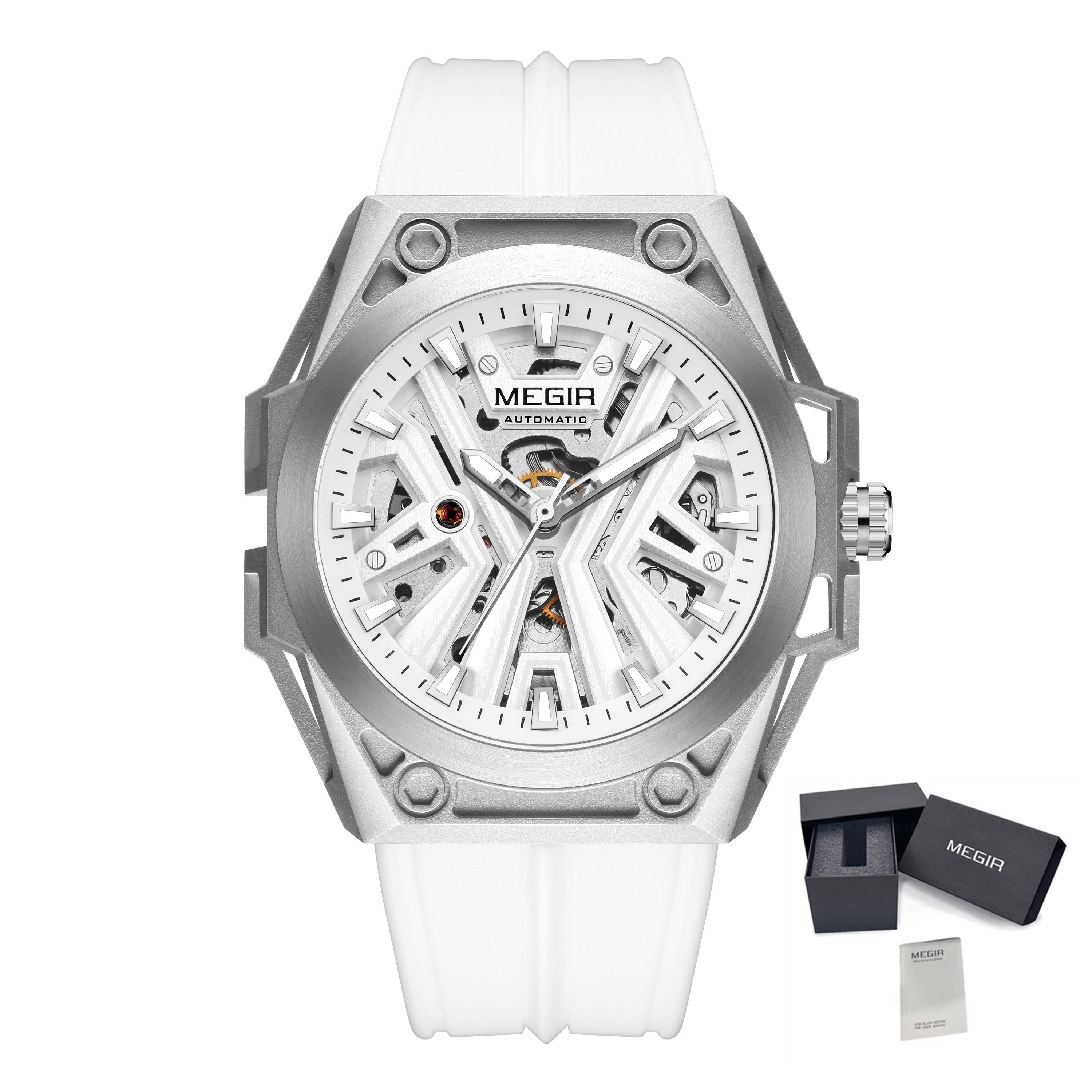 MEGIR Fashion Fully Automatic Mechanical Men's Watch Stainless Steel Case Sports Military Wristwatch Waterproof Watches Clock-21